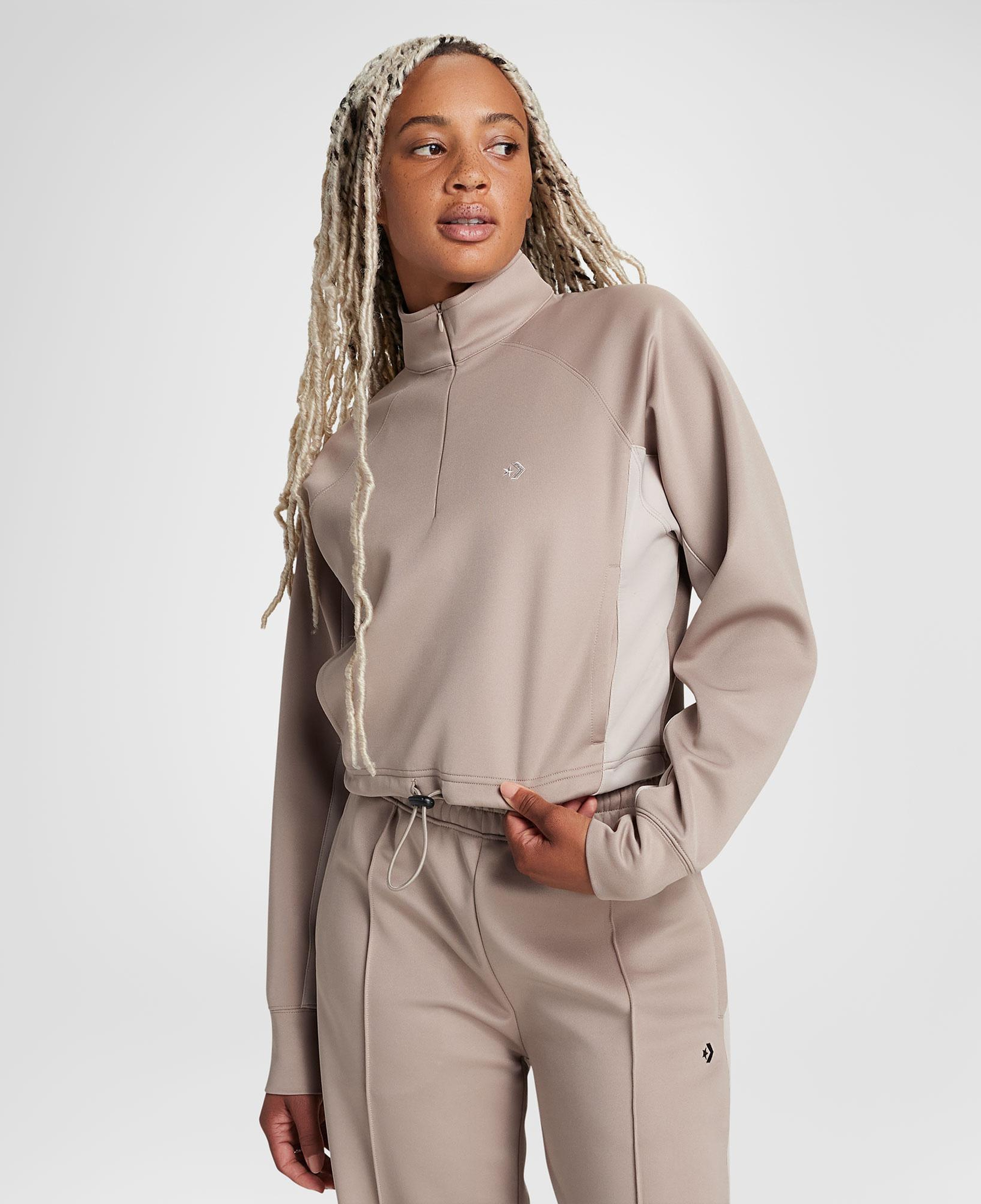 Converse Classic Yarım Fermuarlı Kadın Kahverengi Sweatshirt
