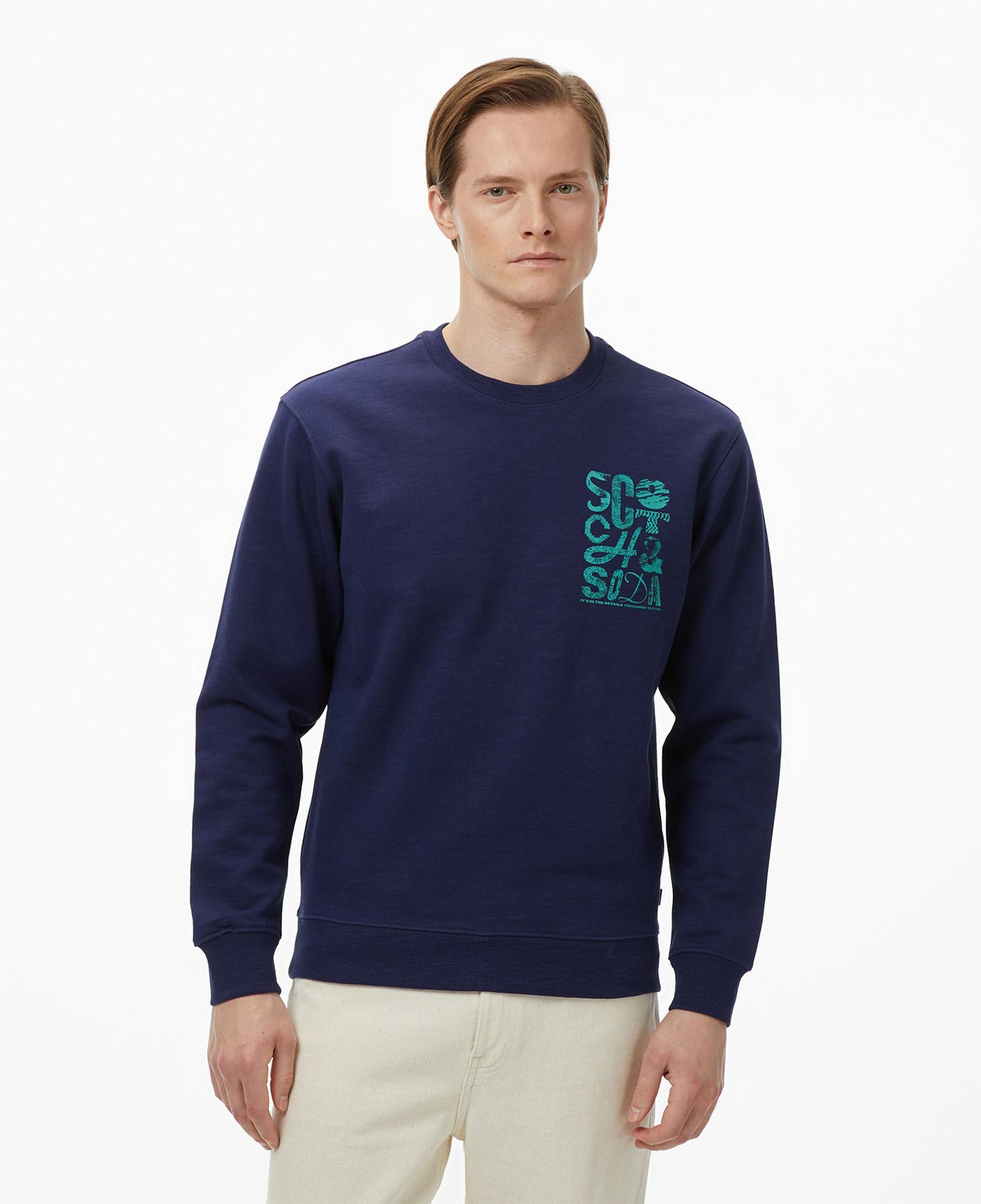 Scotch&Soda Left Chest Logo Erkek Lacivert Sweatshirt