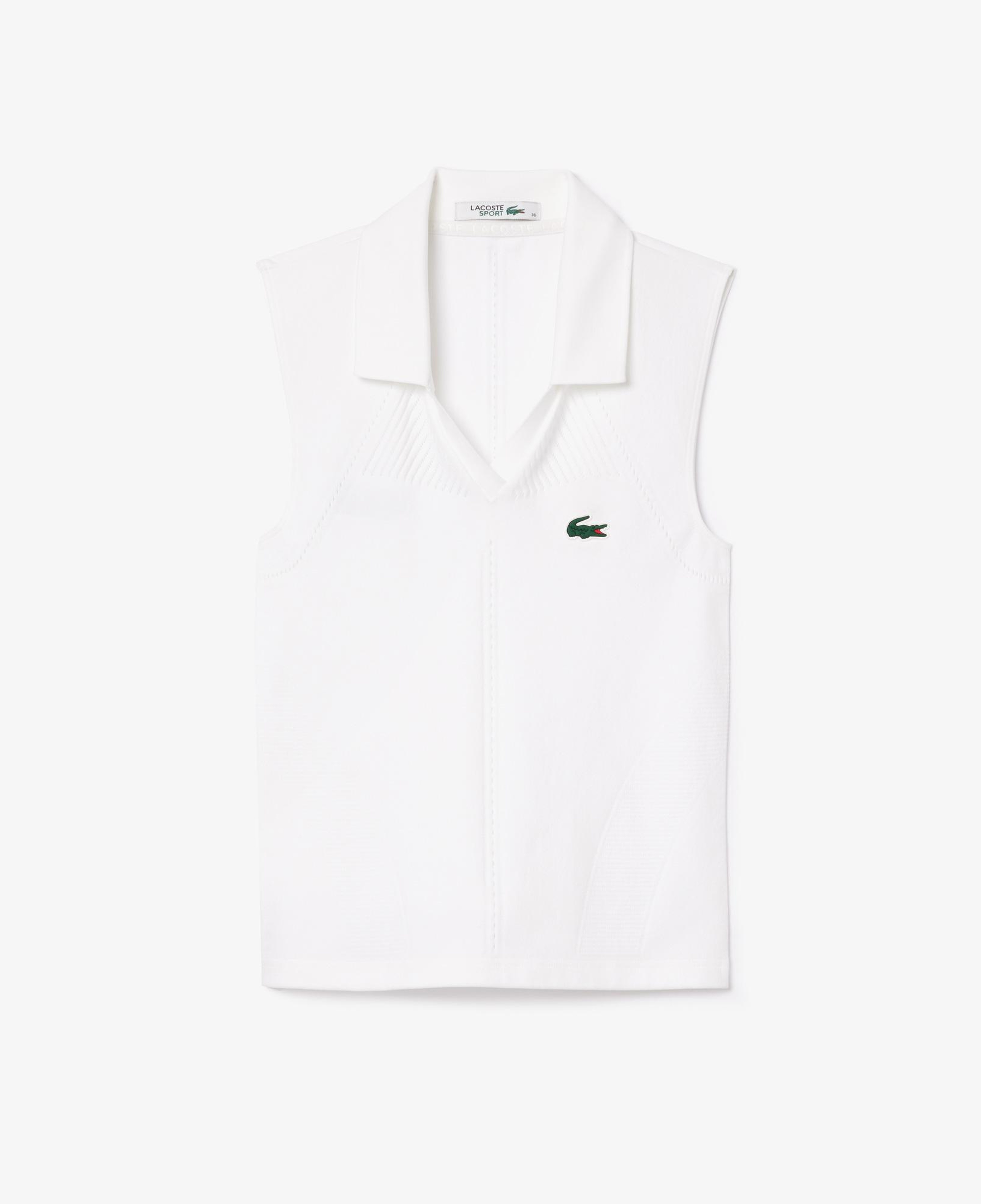 Kadın Slim Fit Kolsuz Beyaz Polo