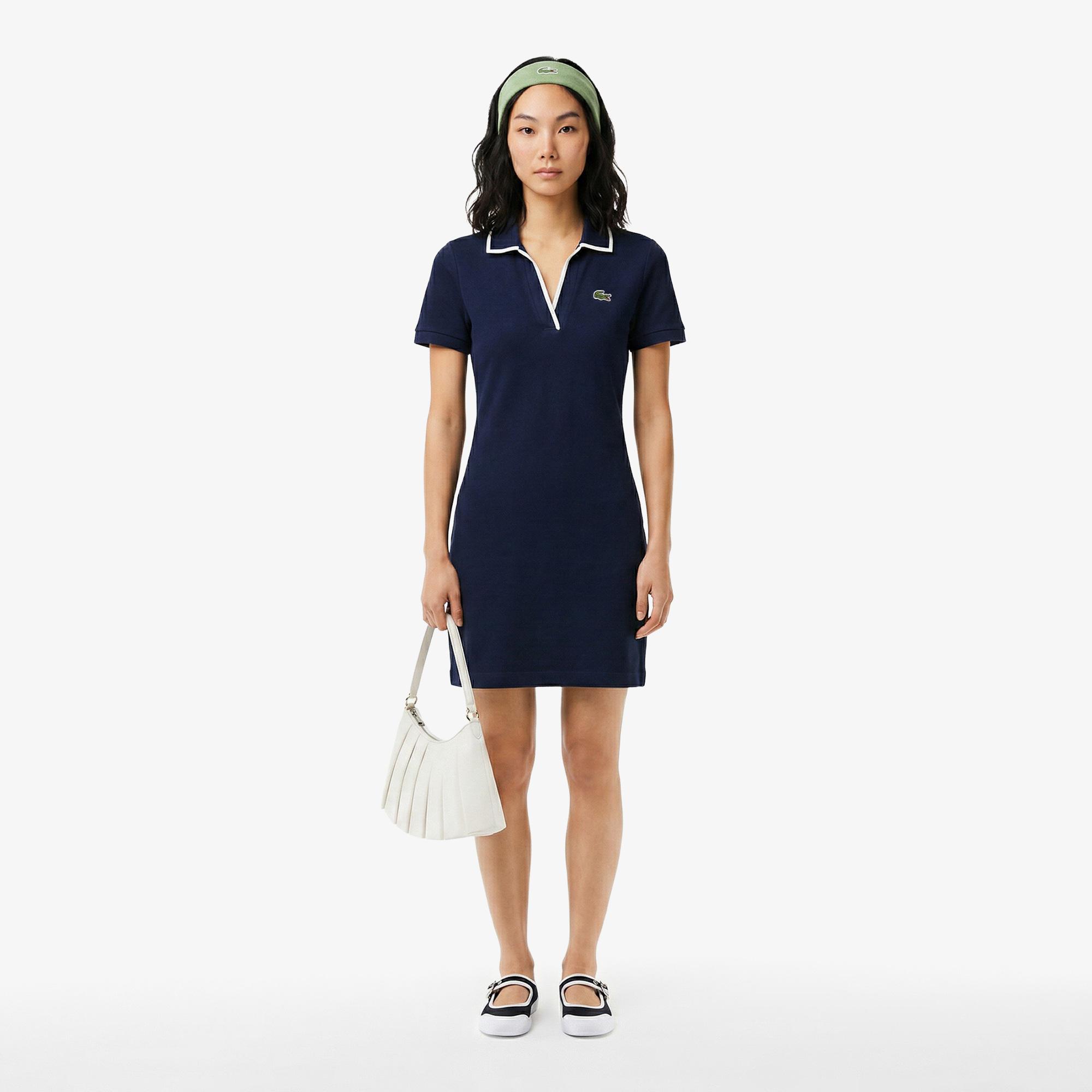 Kadın Classic Fit Kısa Kollu Polo Yaka Lacivert Elbise