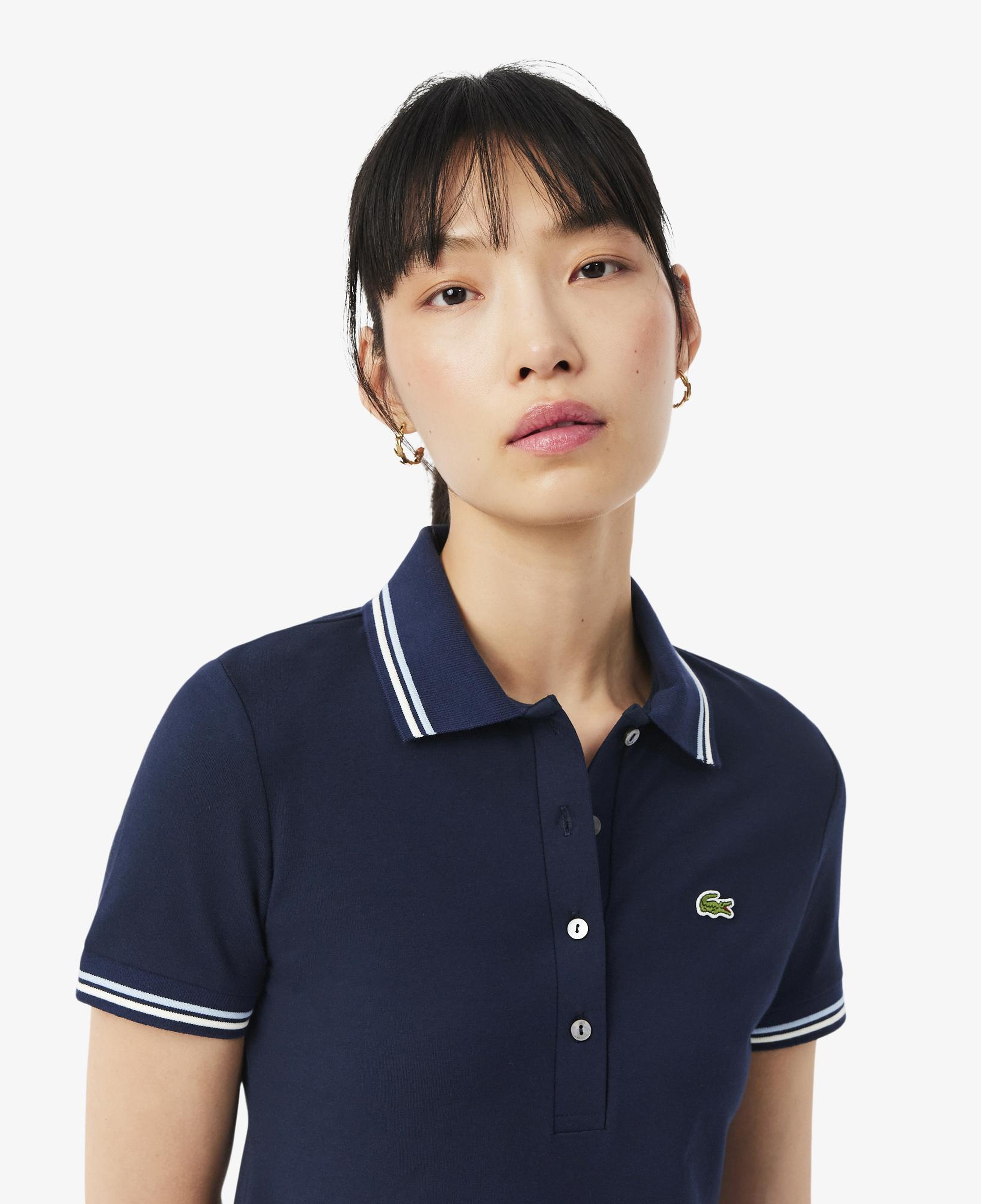 Kadın Flare Fit Kısa Kollu Polo Yaka Organik Pamuk Lacivert Elbise
