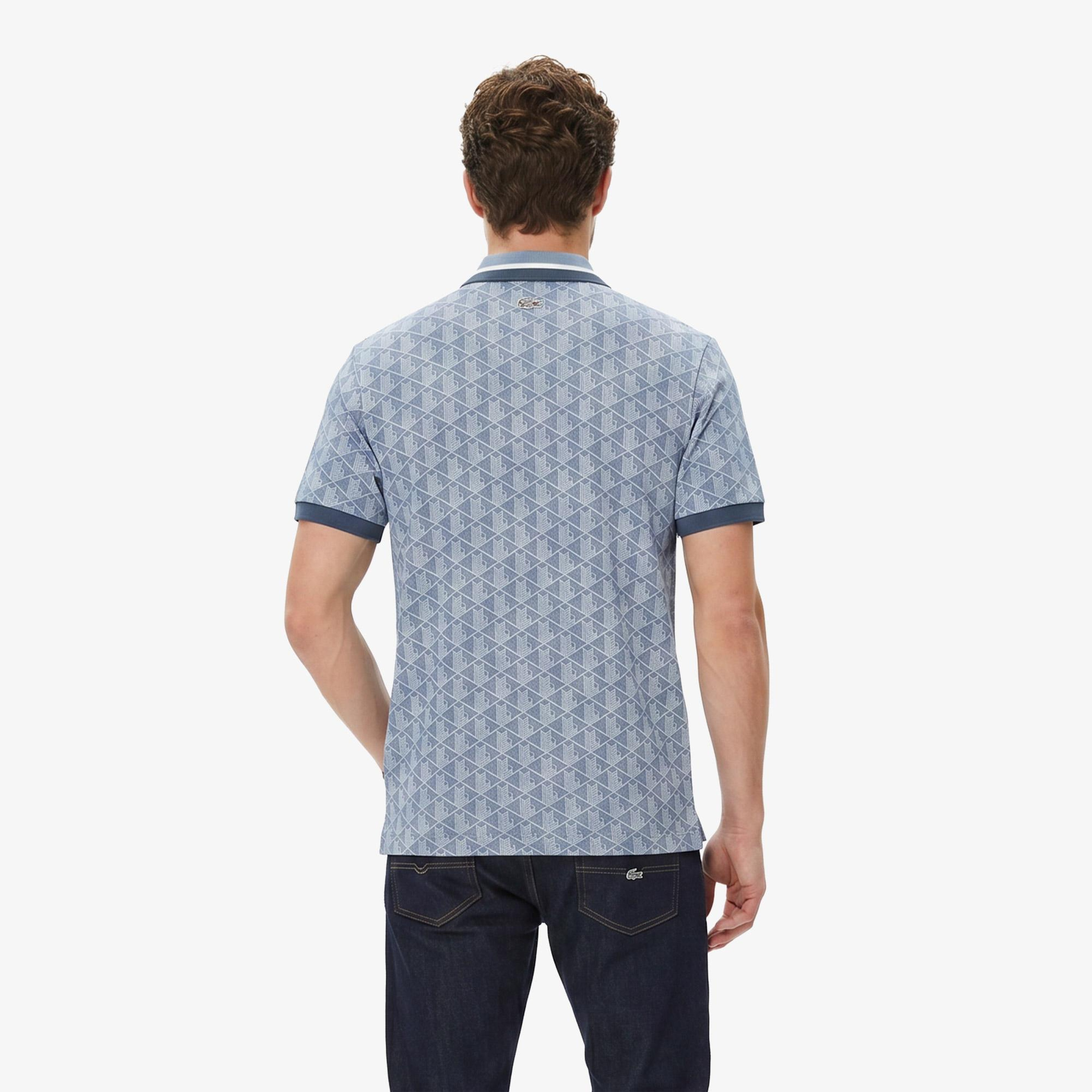 Lacoste Erkek Classic Fit Monogram Mavi Polo