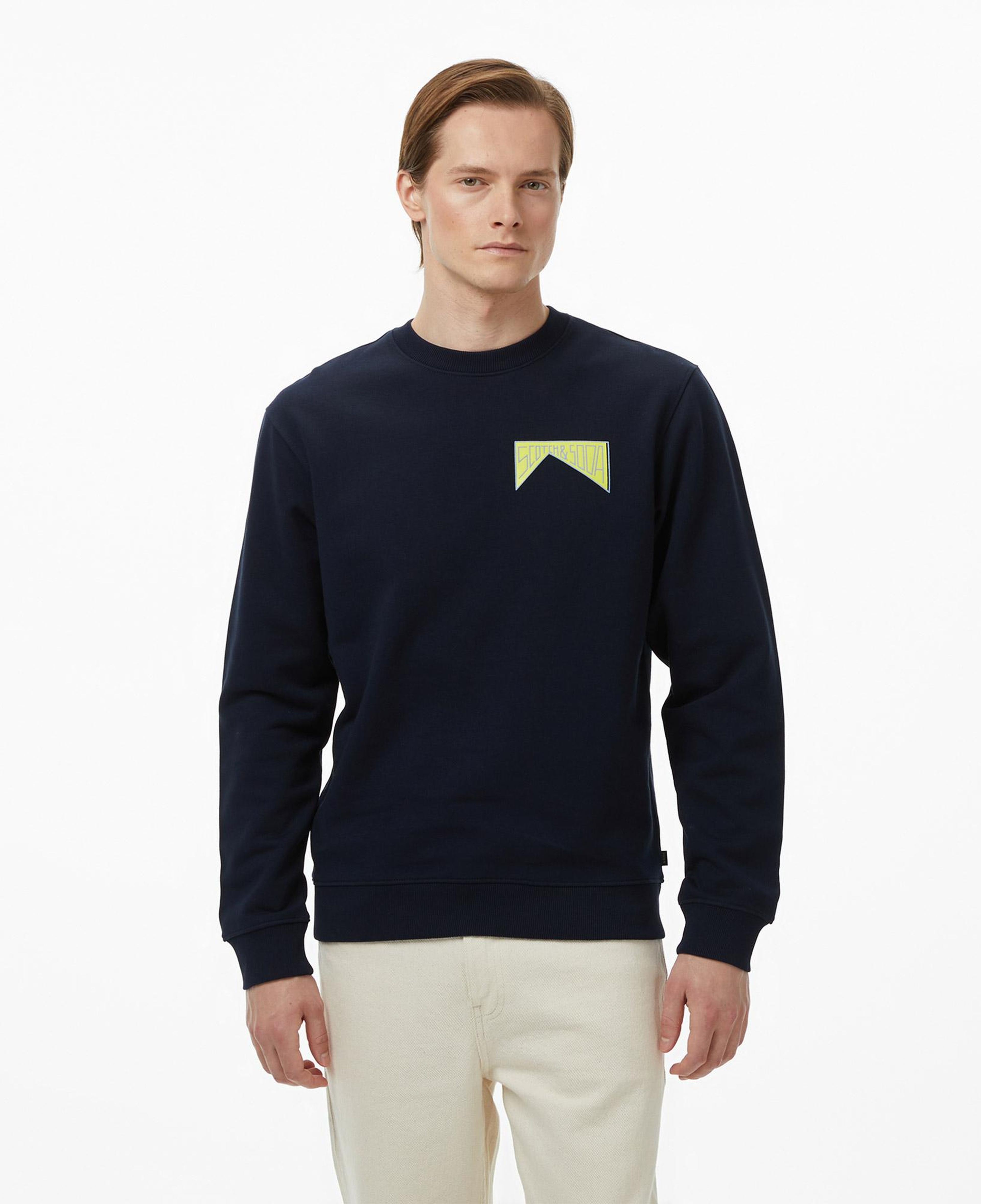Scotch&Soda Front + Back Artwork Erkek Lacivert Sweatshirt