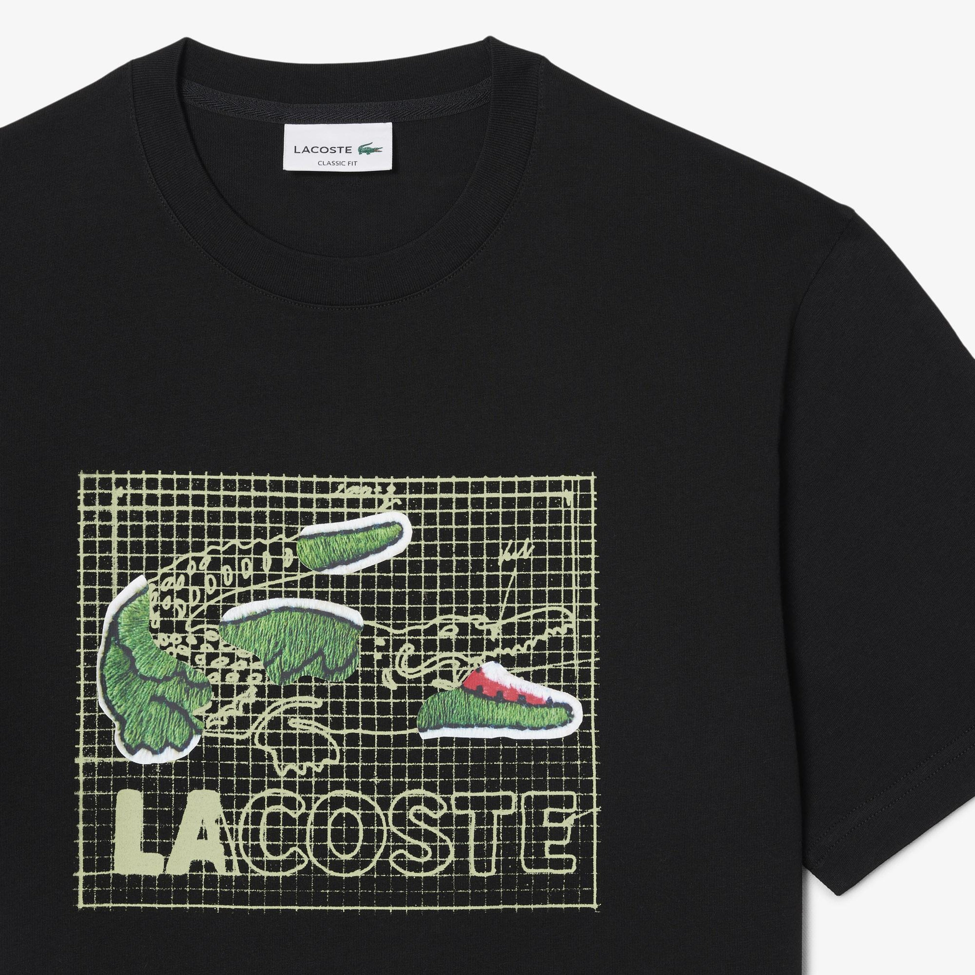 Erkek Classic Fit Bisiklet Yaka Baskılı Siyah T-Shirt