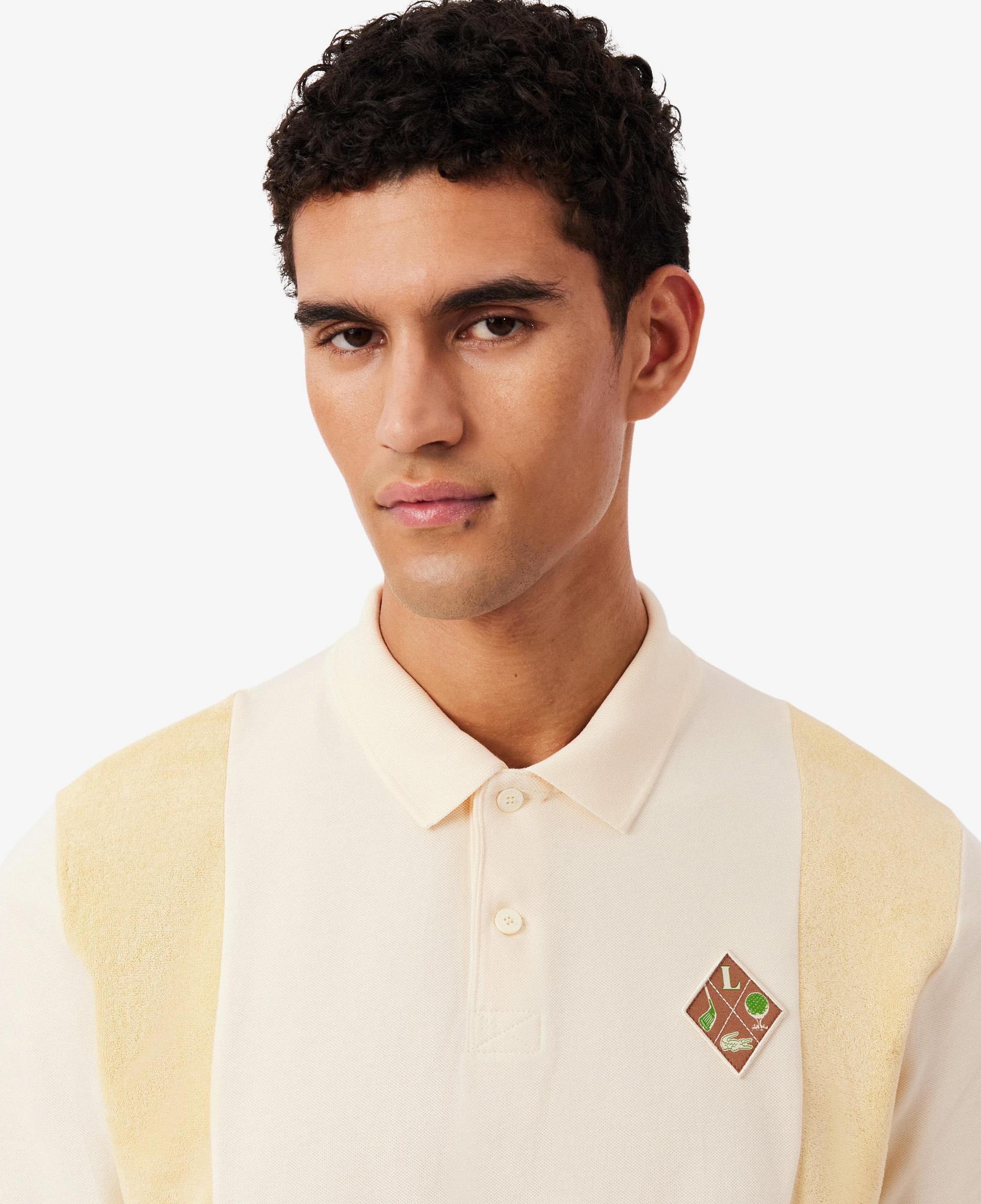 Erkek Relaxed Fit Polo Yaka Renk Bloklu Bej Polo