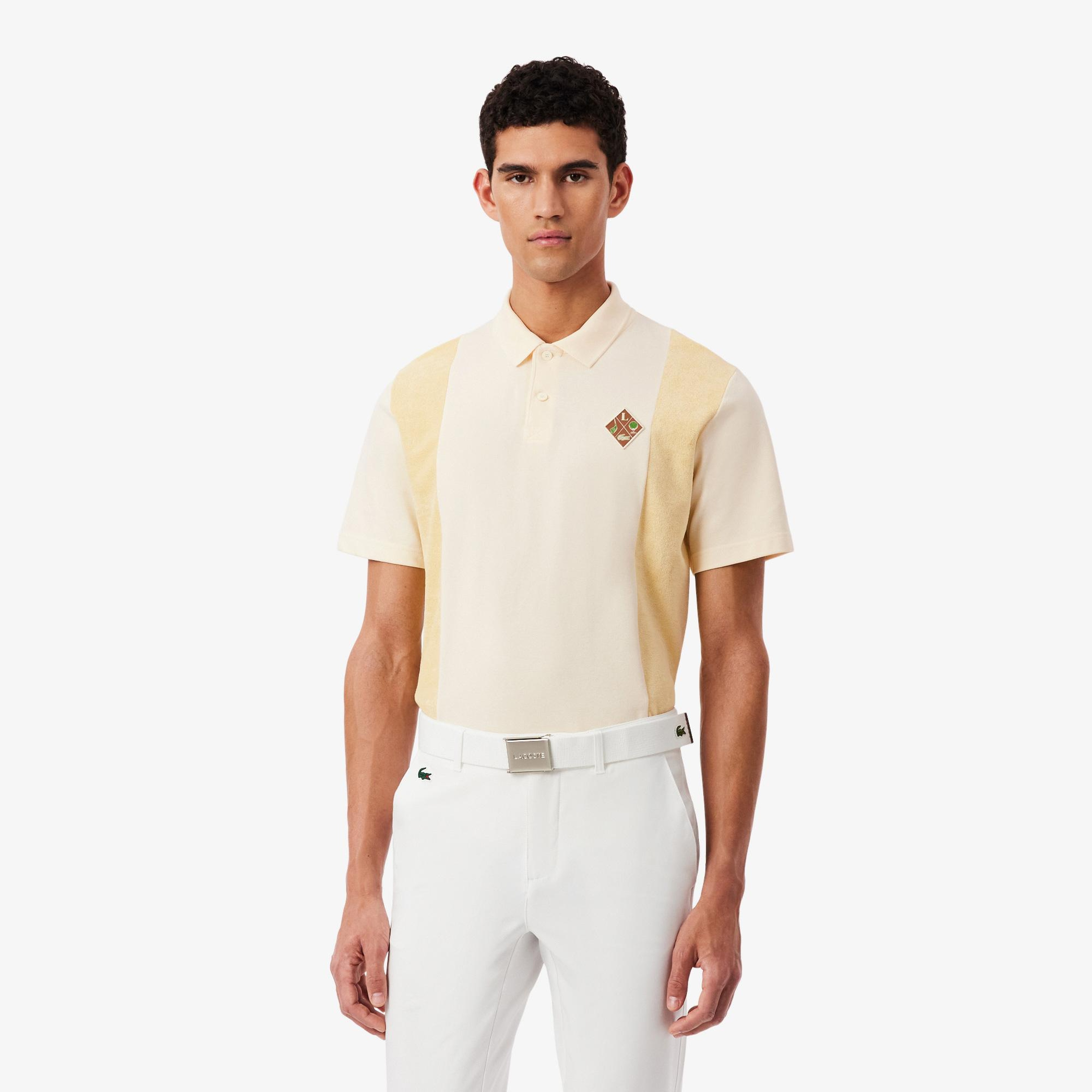 Erkek Relaxed Fit Polo Yaka Renk Bloklu Bej Polo