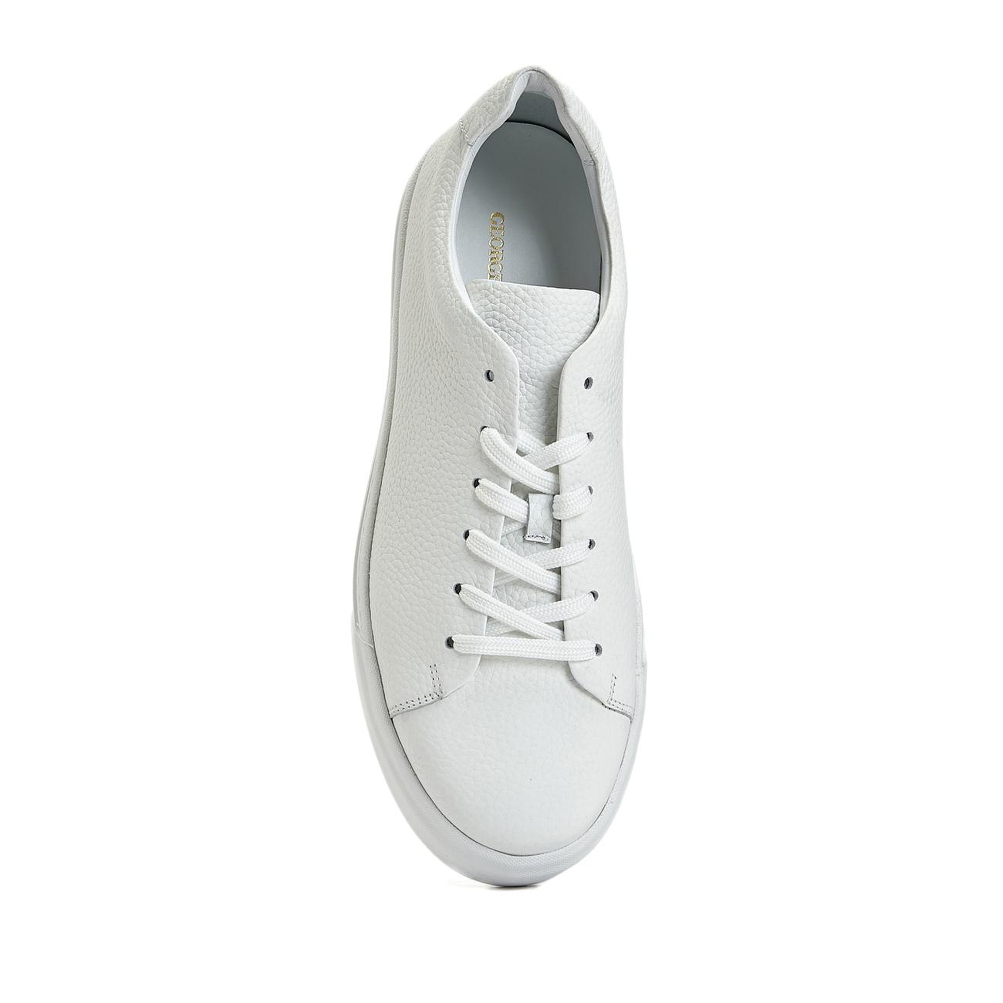 George Hogg Erkek Beyaz Yuvarlak Burun Deri Sneaker