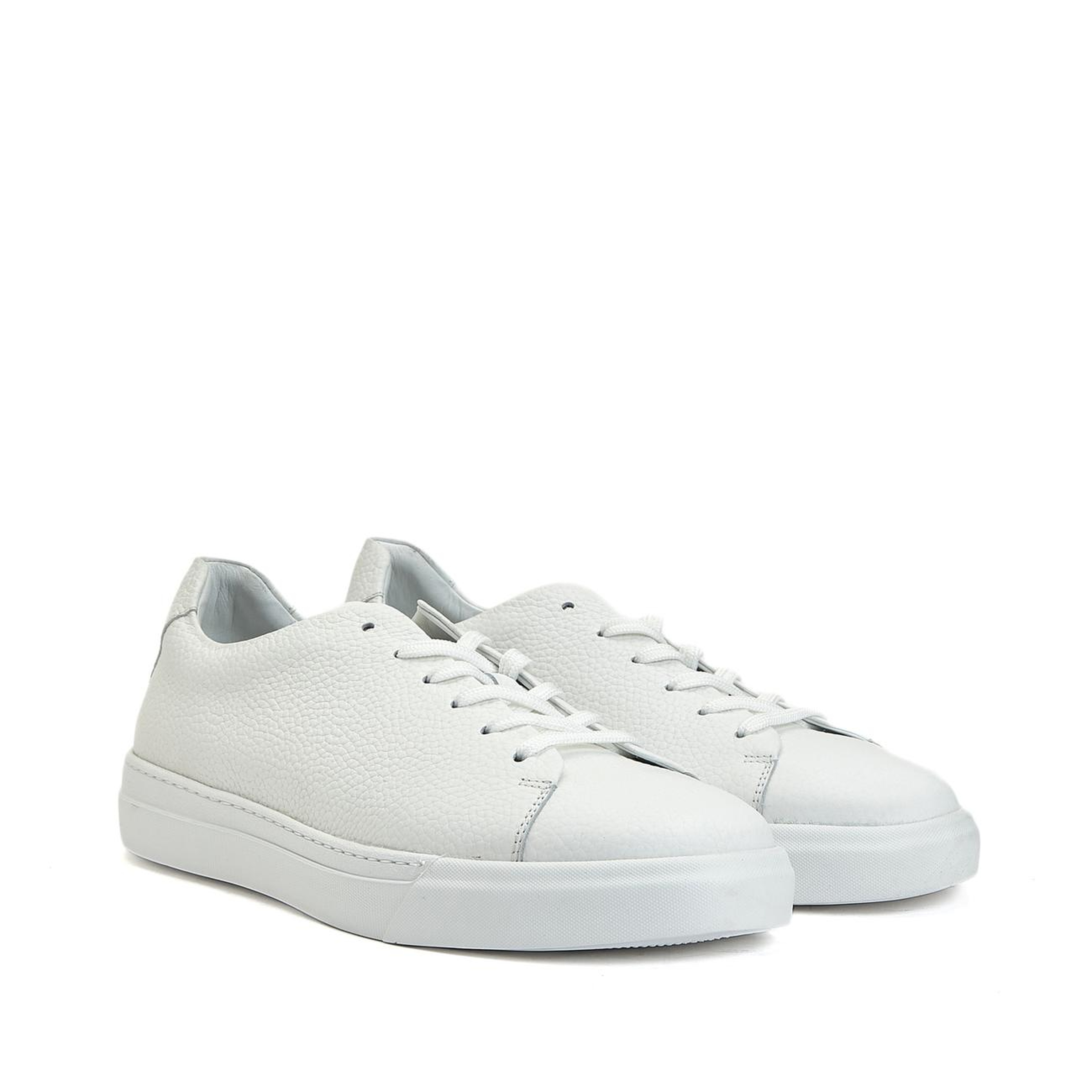George Hogg Erkek Beyaz Yuvarlak Burun Deri Sneaker