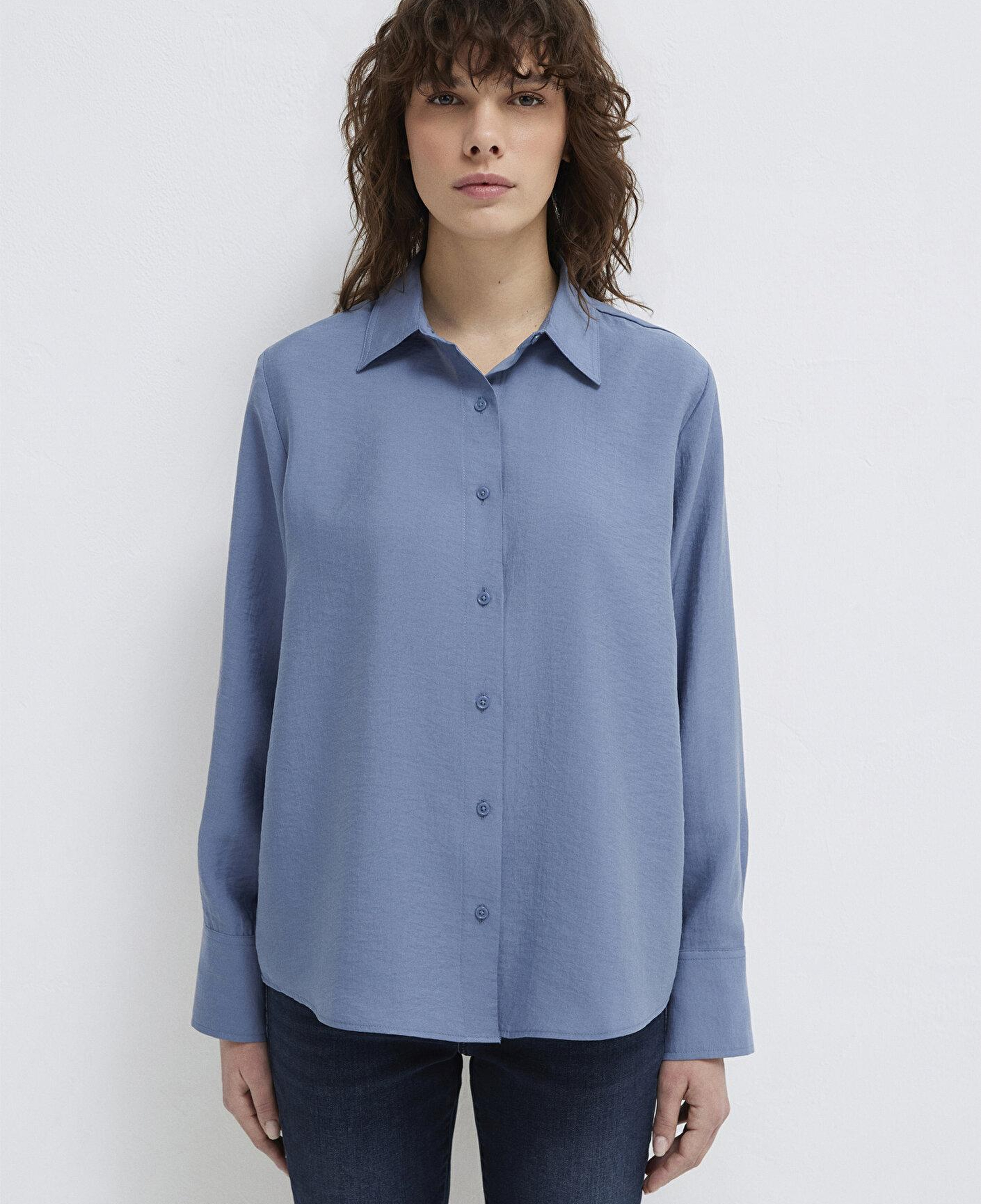 Mavi Soft-Premium Mavi (TENCEL™) Liyosel Karışımlı Gömlek Loose Fit / Bol Rahat Kesim 1211373-70728