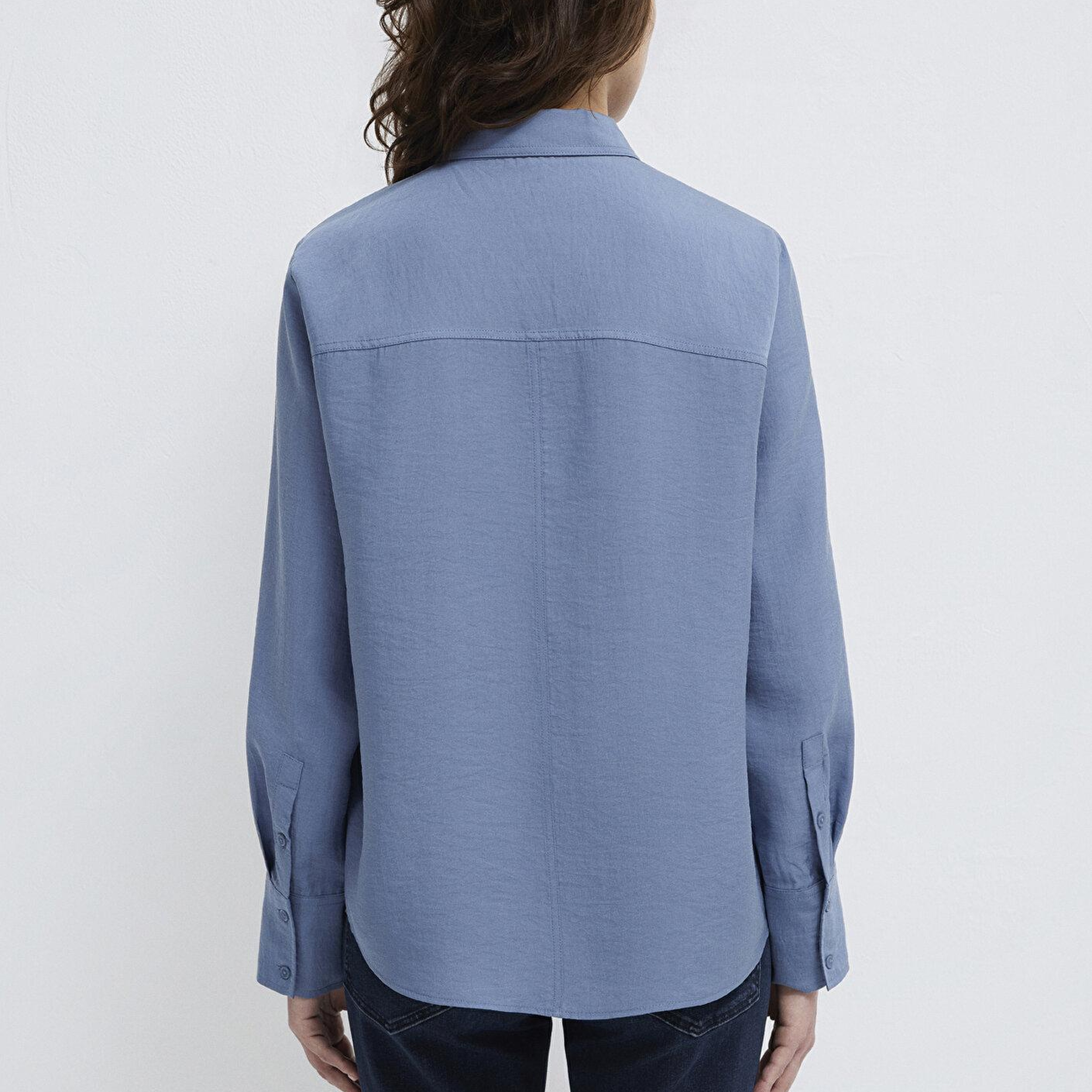 Mavi Soft-Premium Mavi (TENCEL™) Liyosel Karışımlı Gömlek Loose Fit / Bol Rahat Kesim 1211373-70728