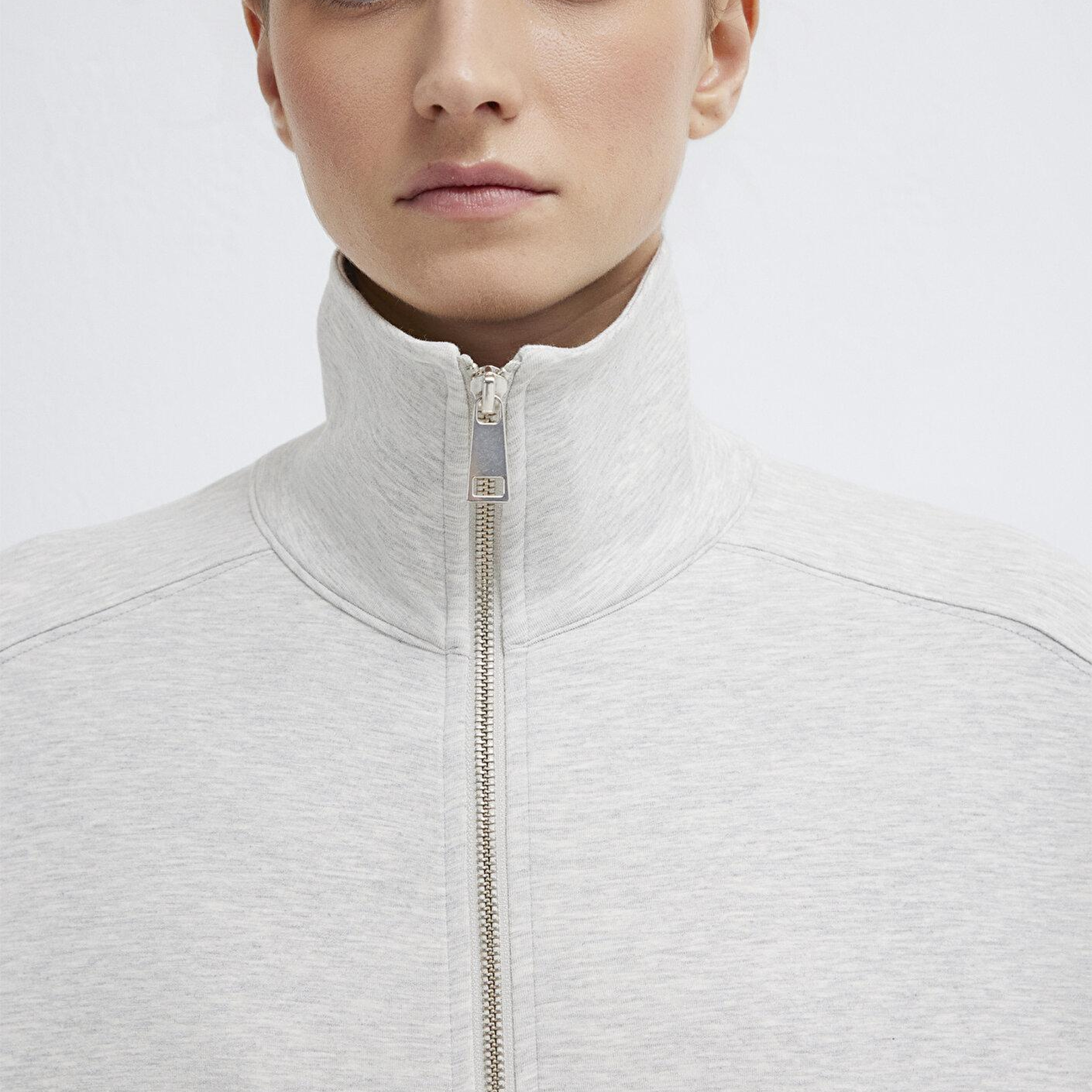 Mavi Dik Yaka Fermuarlı Gri Sweatshirt 1S10506-83096