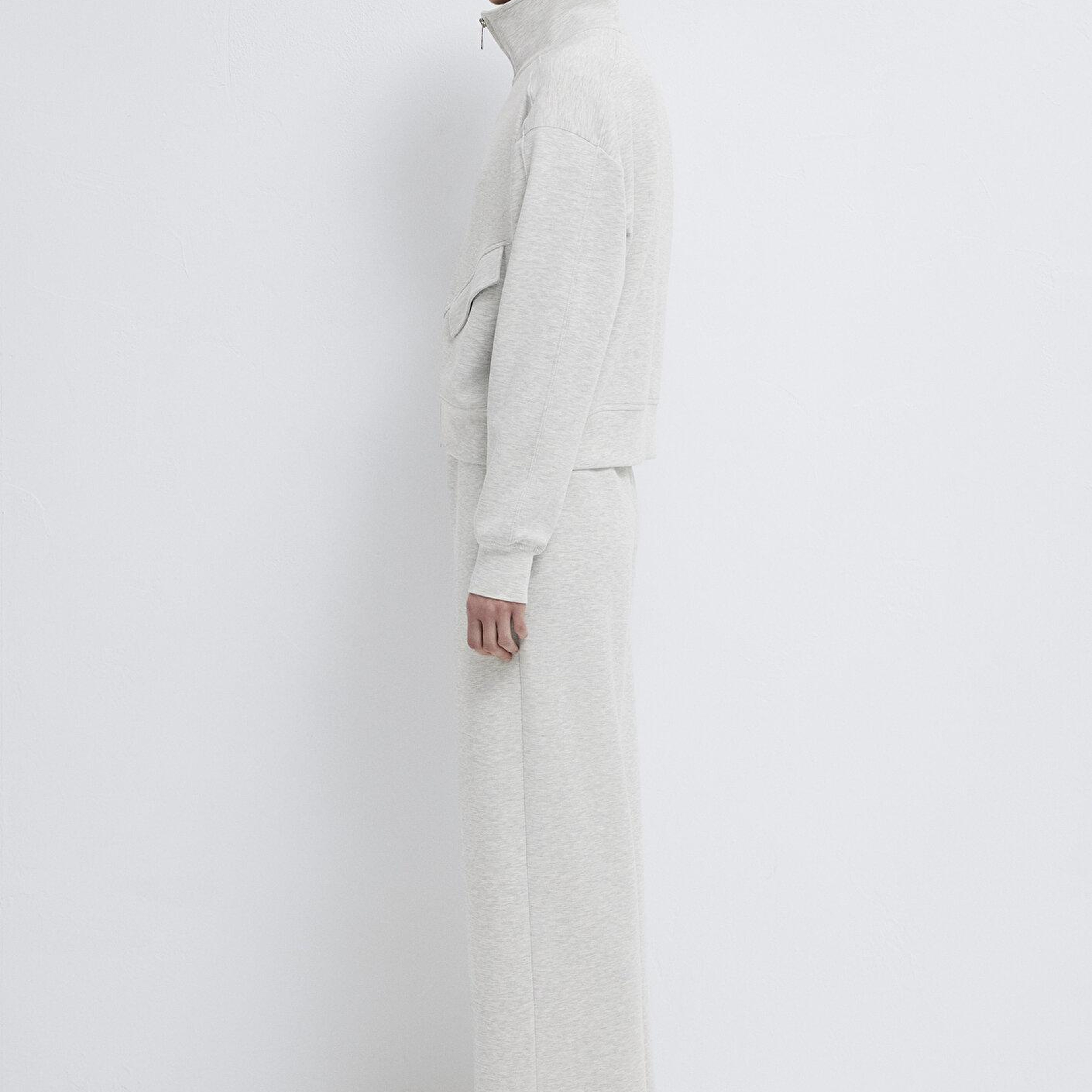 Mavi Dik Yaka Fermuarlı Gri Sweatshirt 1S10506-83096
