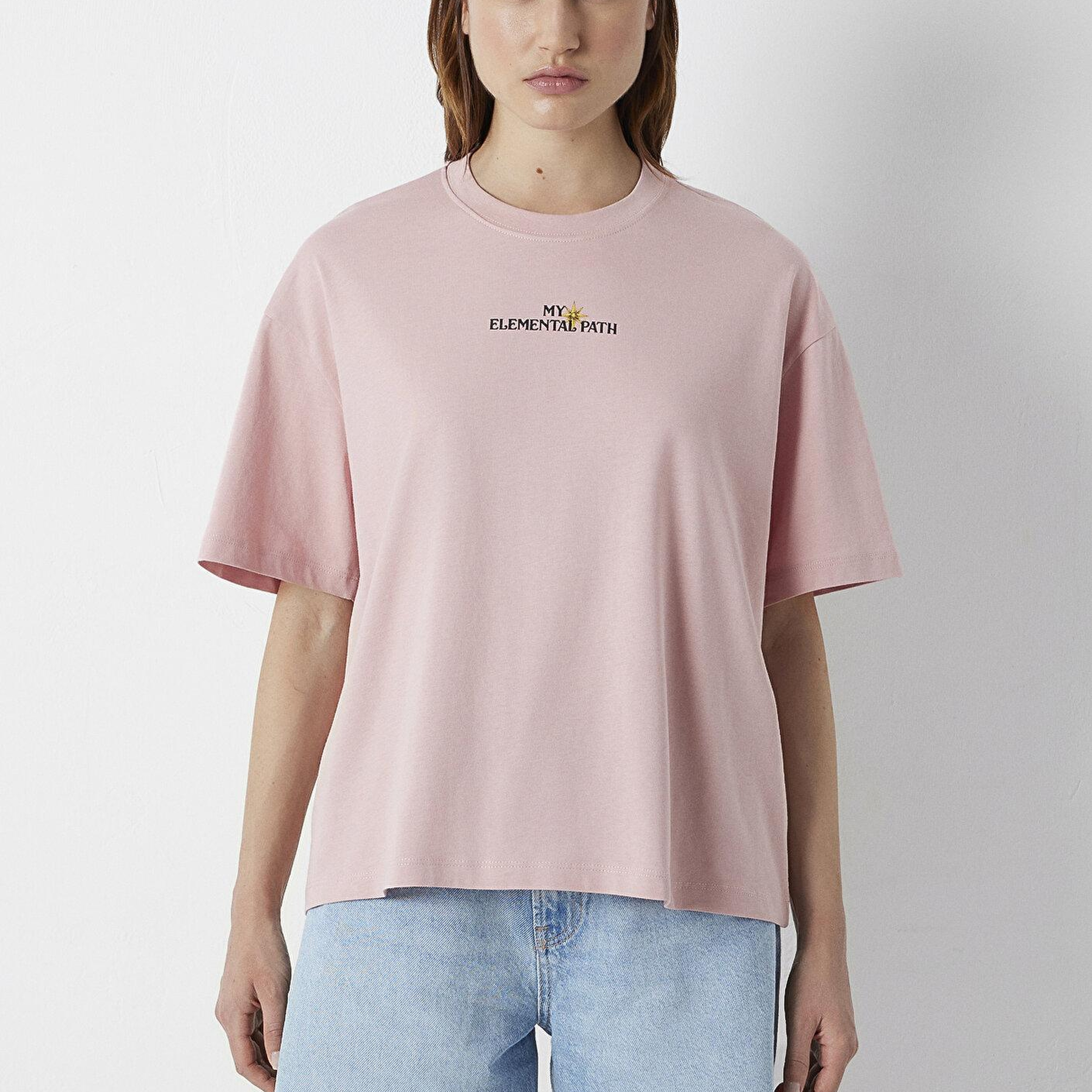 Mavi Pembe Tişört Boxy Fit 1614128-71018