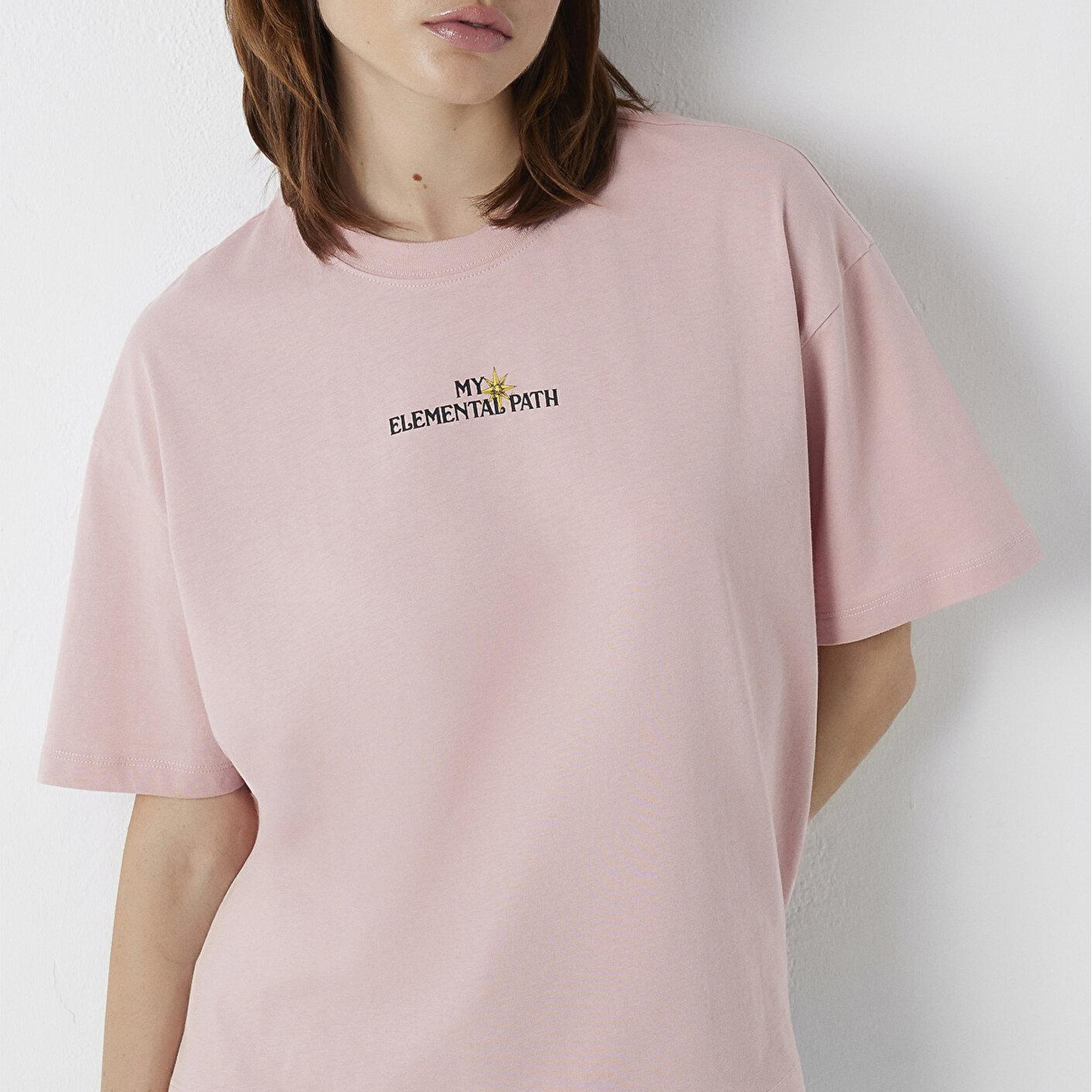 Mavi Pembe Tişört Boxy Fit 1614128-71018