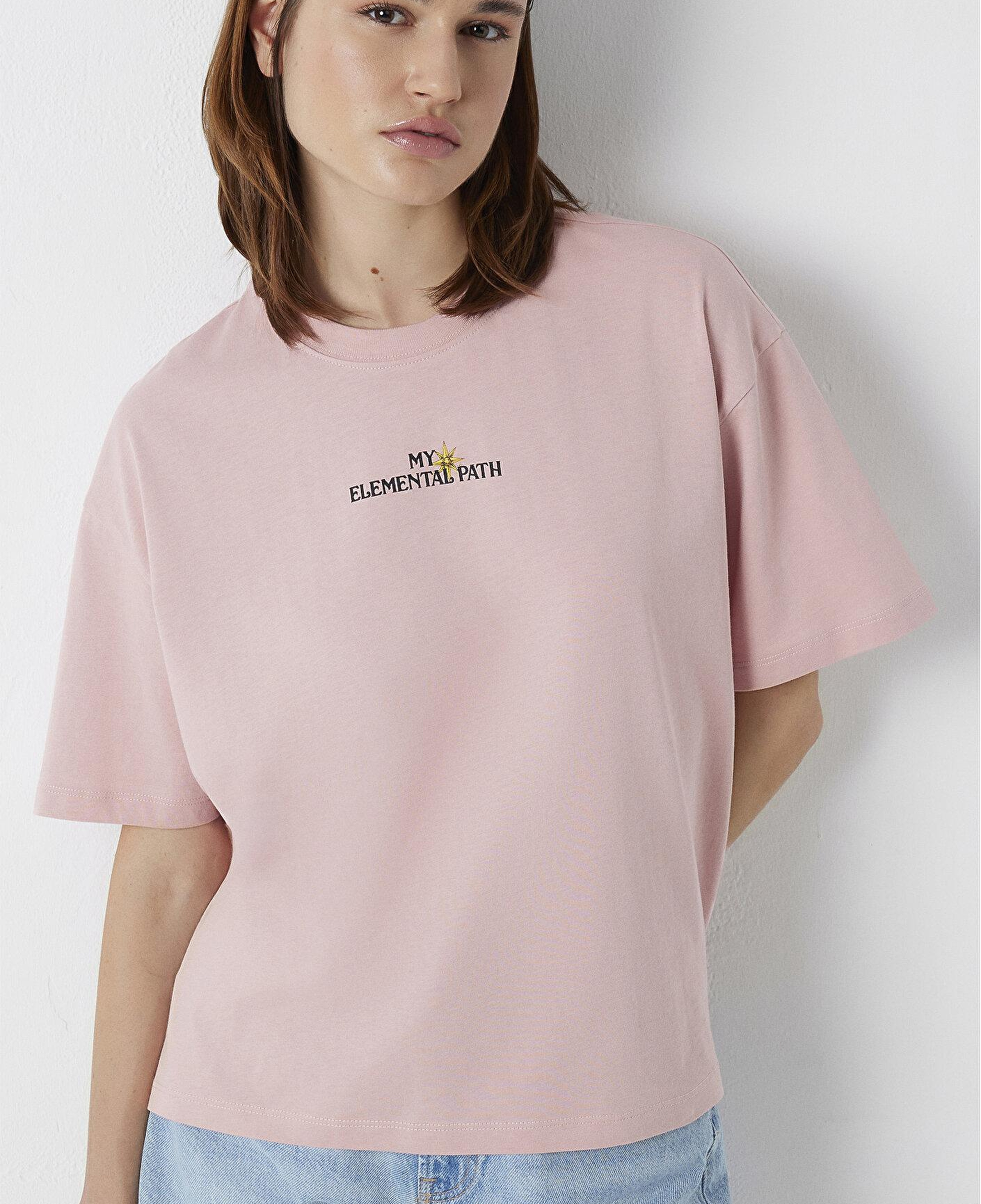 Mavi Pembe Tişört Boxy Fit 1614128-71018