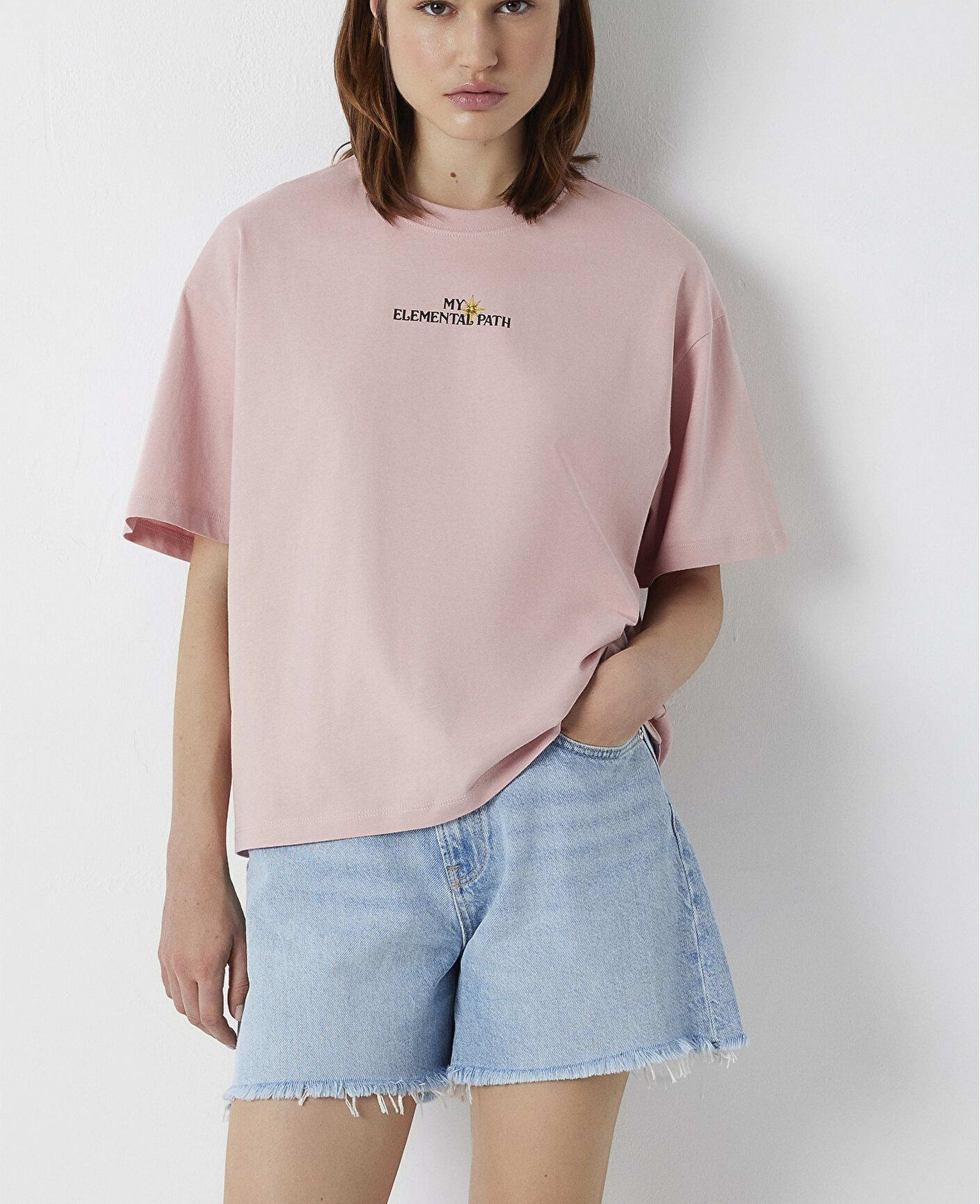 Mavi Pembe Tişört Boxy Fit 1614128-71018