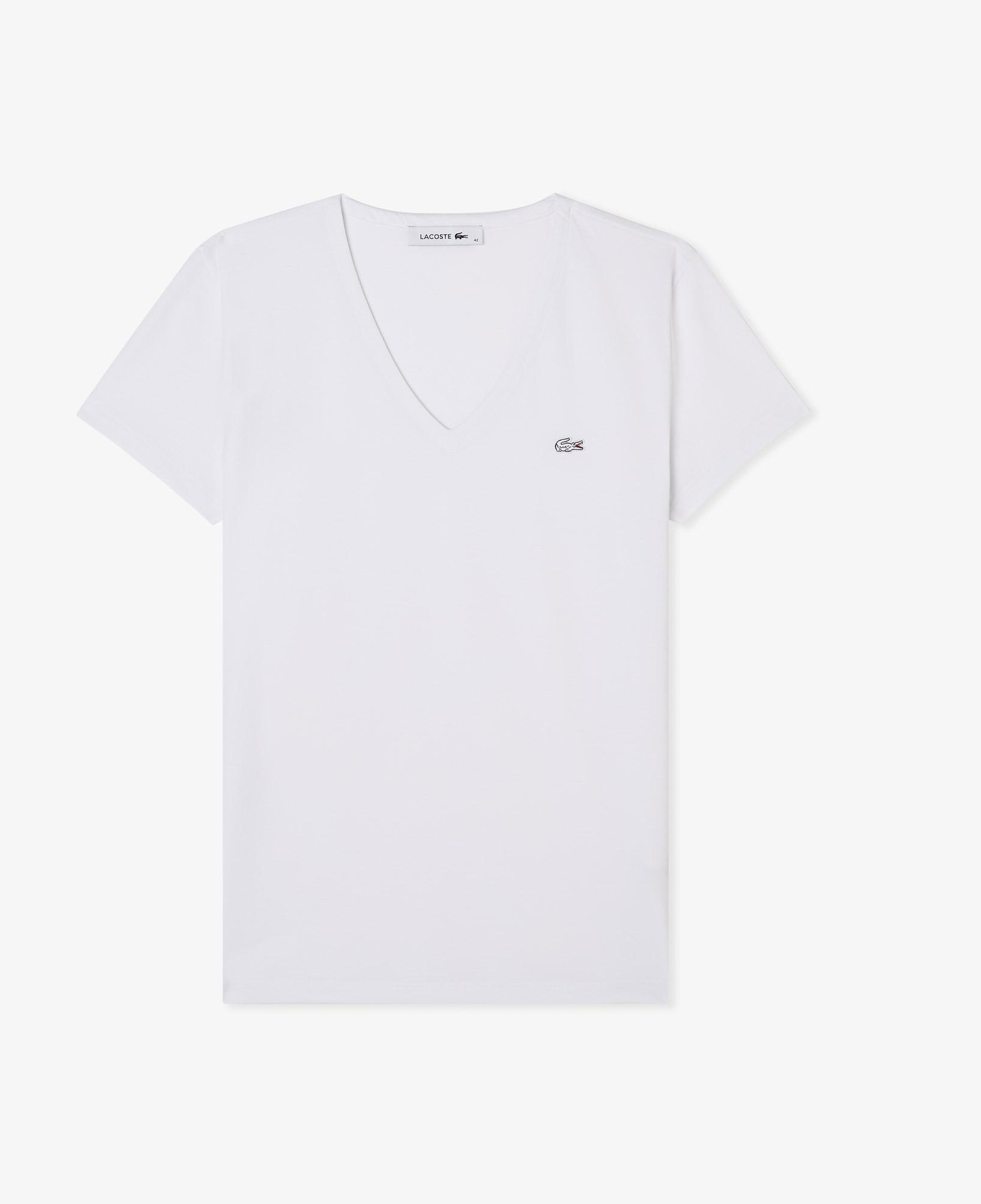 Kadın Slim Fit V Yaka Beyaz T-Shirt