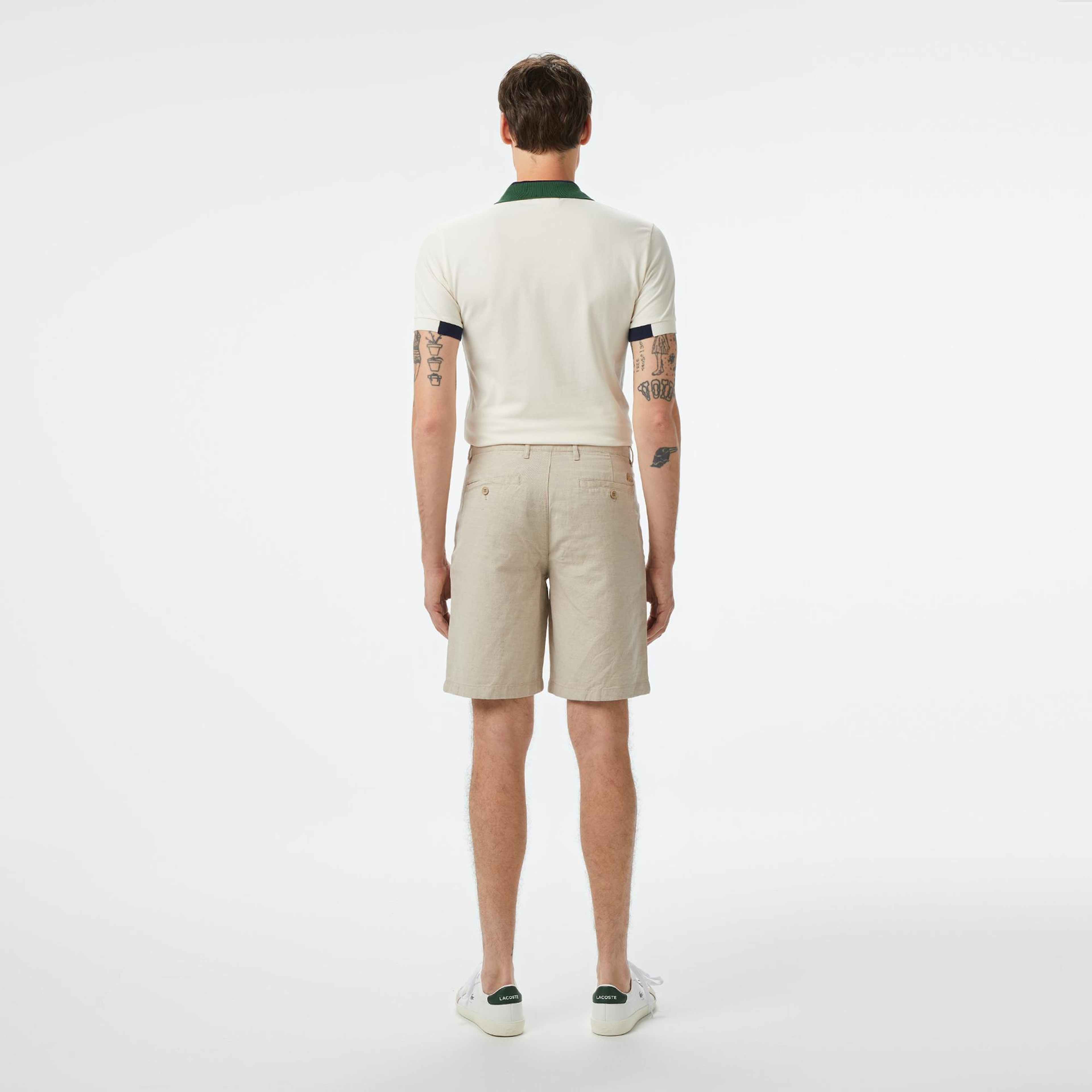 Erkek Slim Fit Bej Bermuda Şort