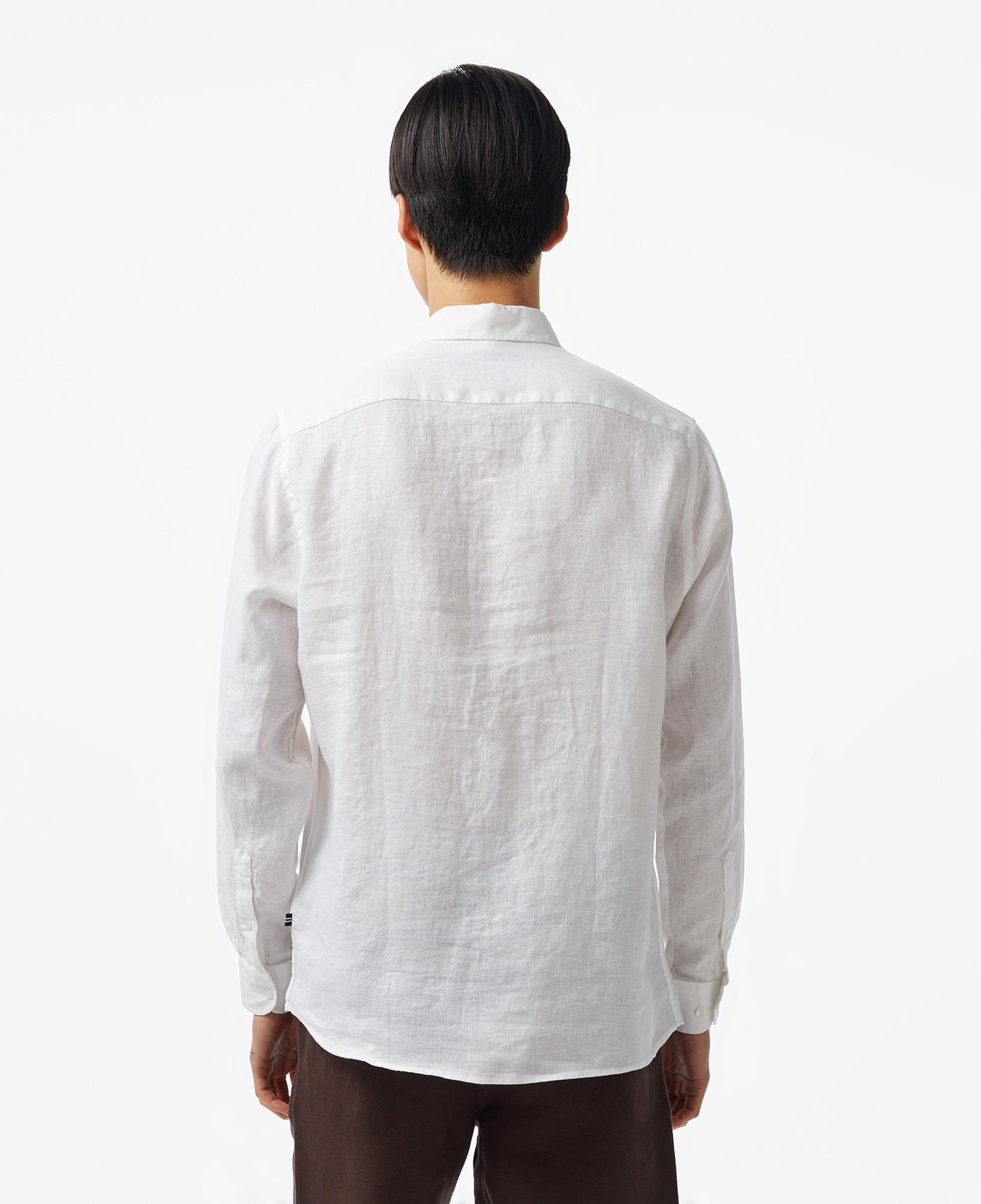 Nautica Erkek Beyaz Classic Fit Keten Gömlek