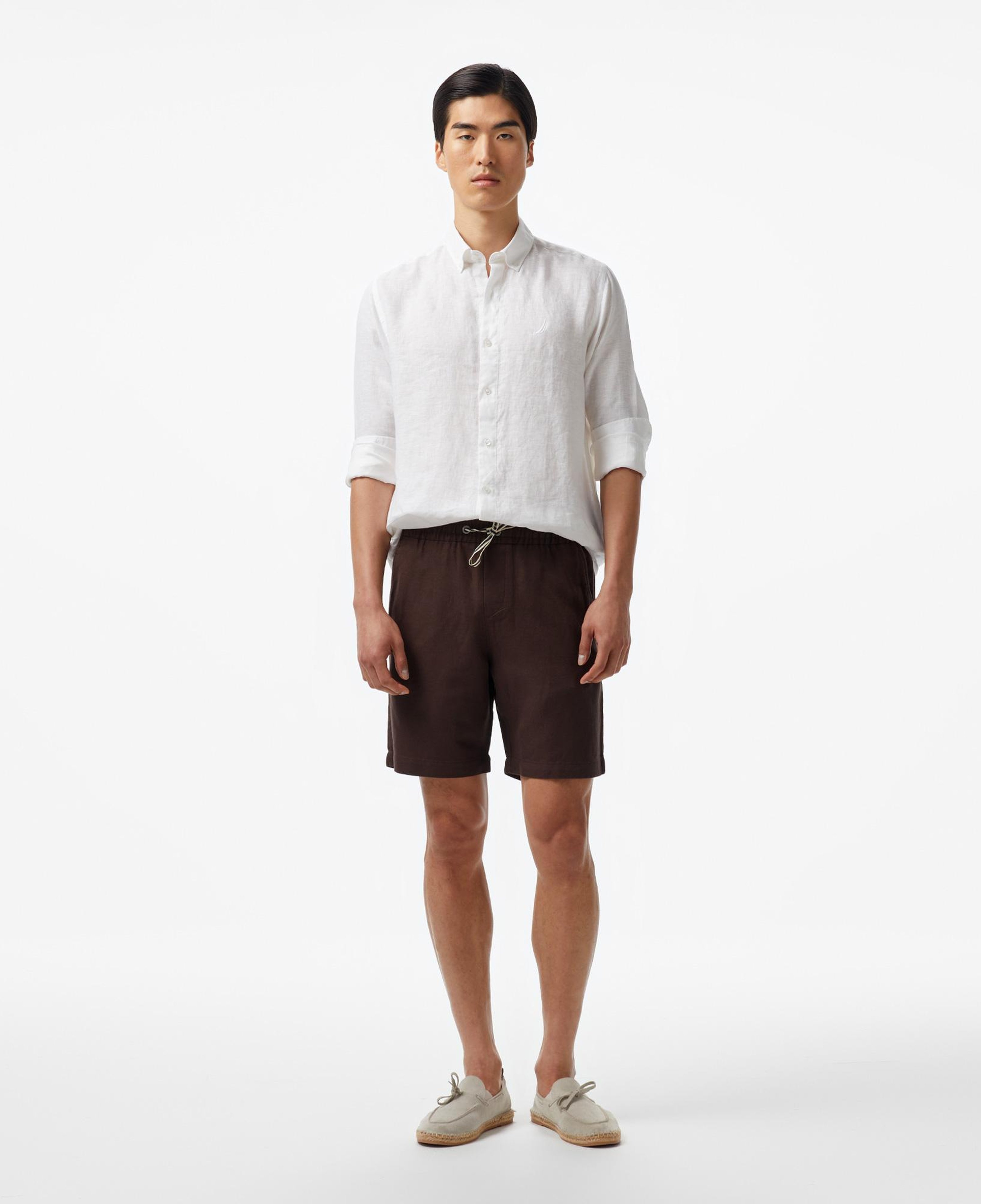 Nautica Erkek Beyaz Classic Fit Keten Gömlek