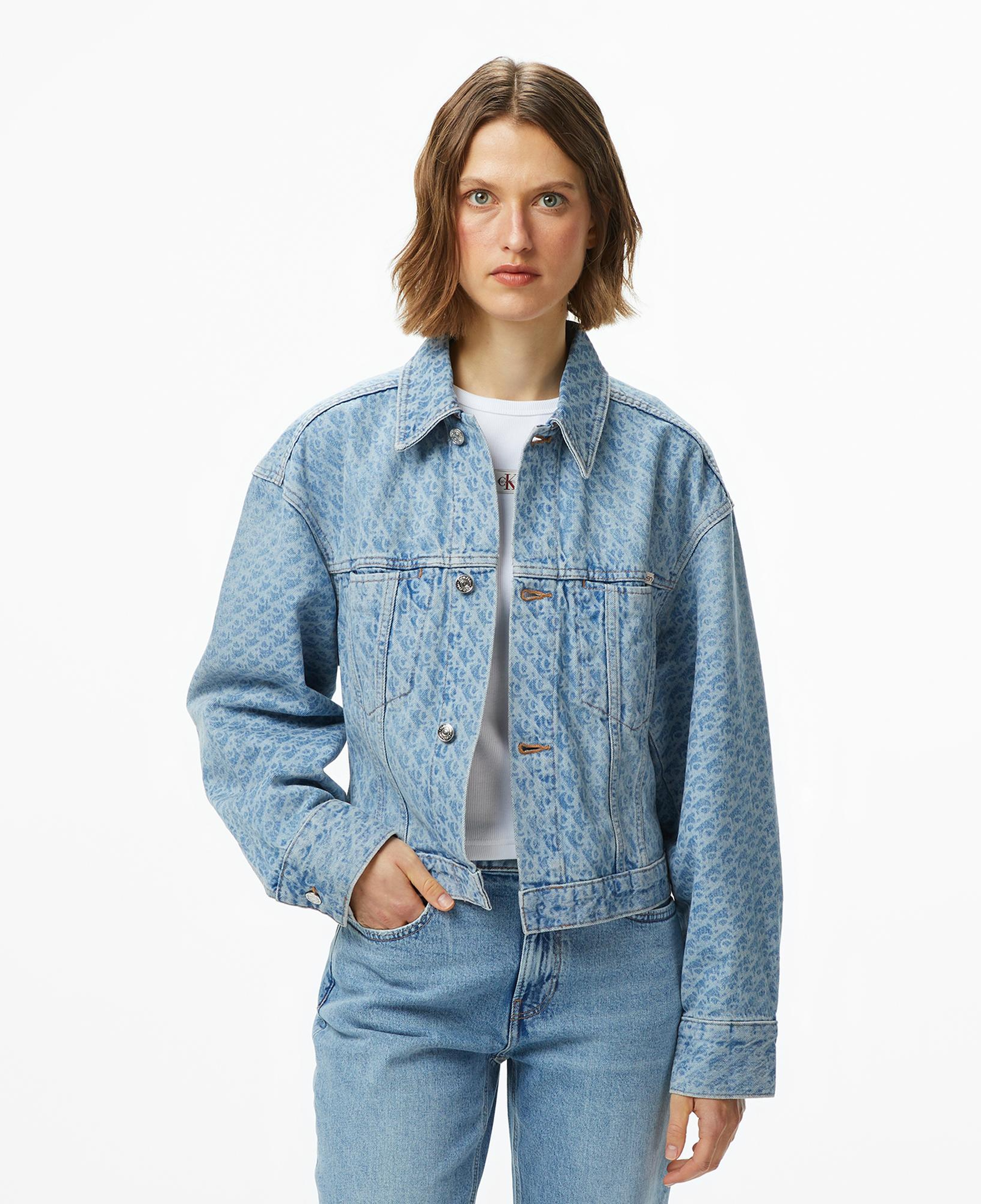 Calvin Klein Cinched Trucker Printed Kadın Mavi Ceket