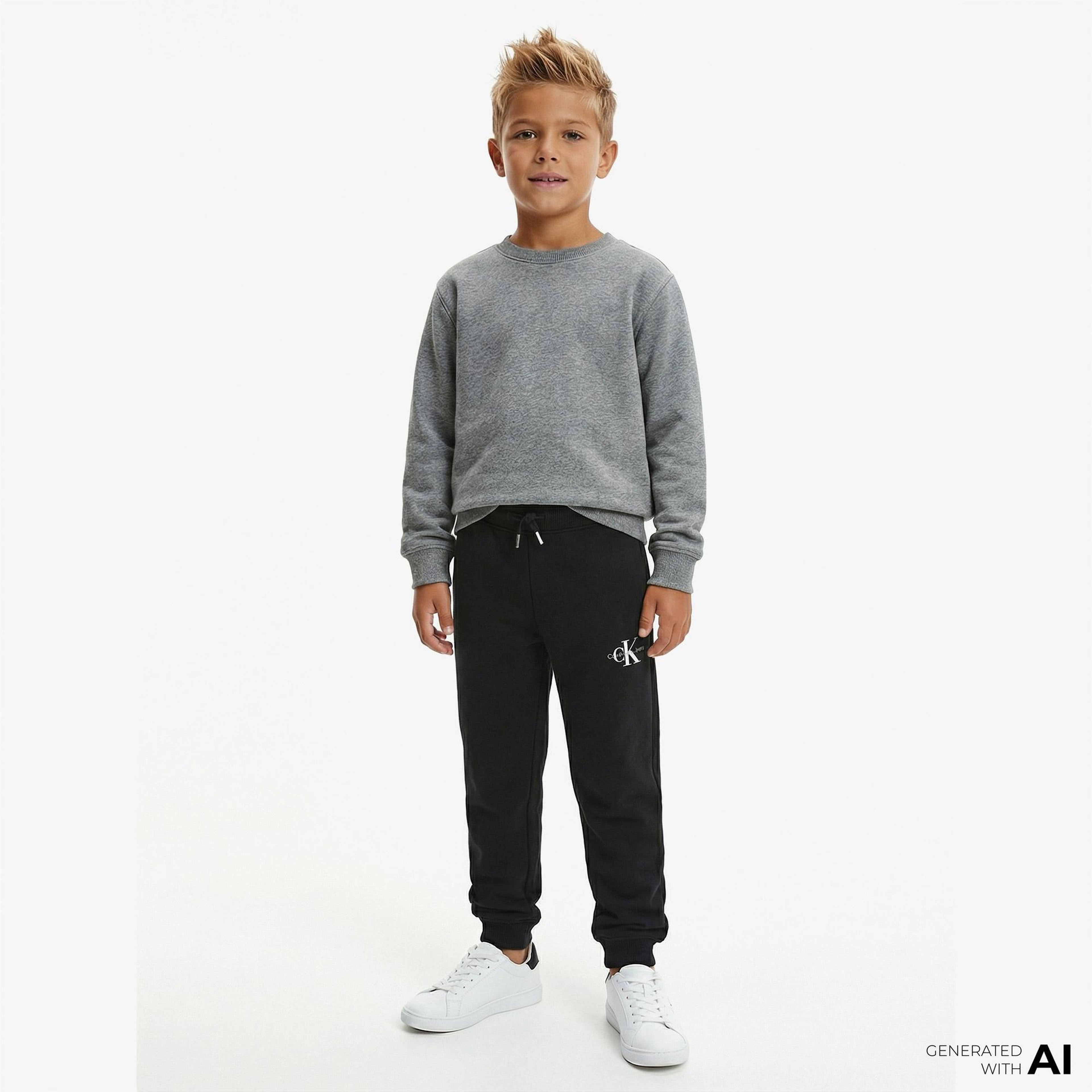 Calvin Klein Jeans Monogram Logo Çocuk Siyah Eşofman Altı