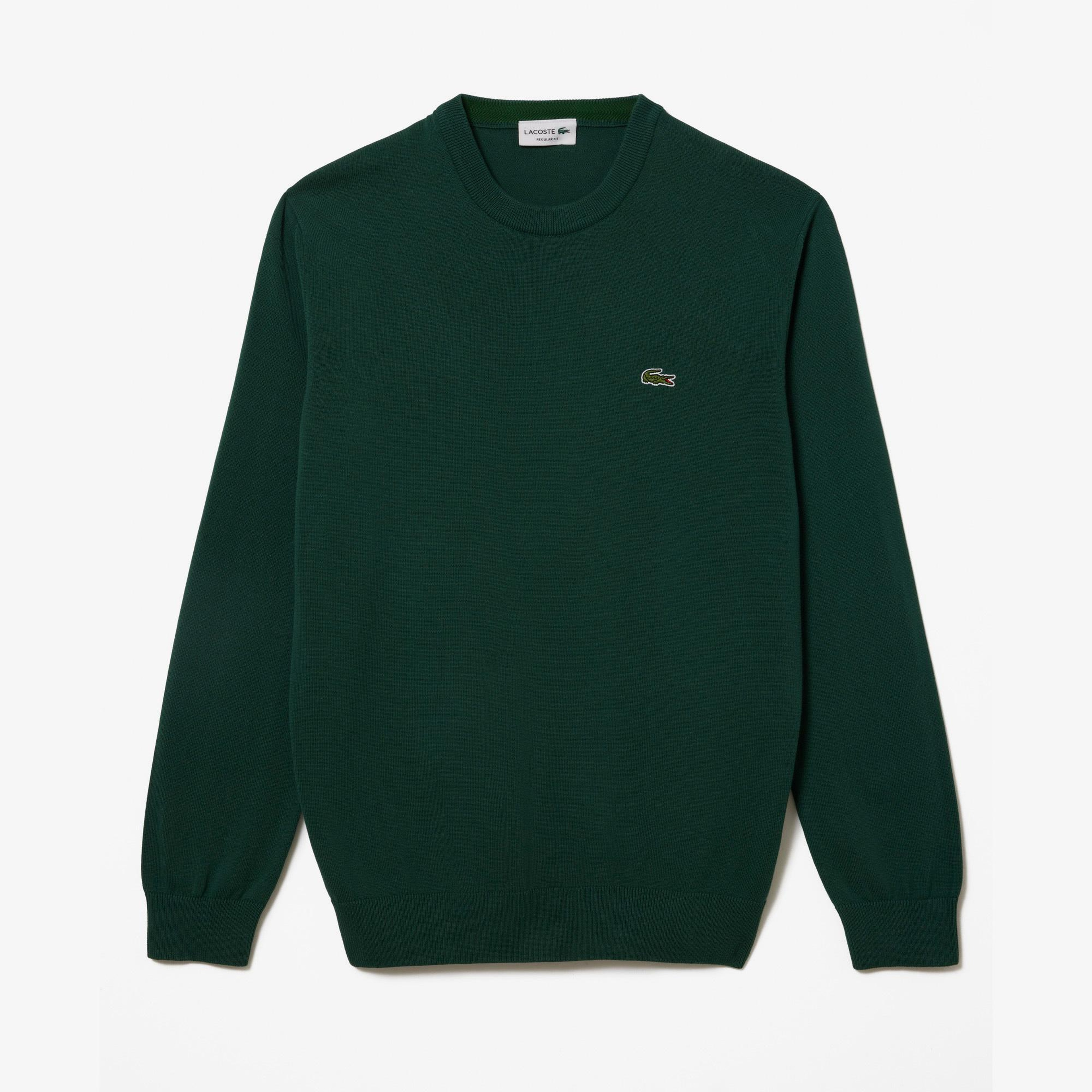 Lacoste Erkek Regular Fit Bisiklet Yaka Koyu Yeşil Kazak