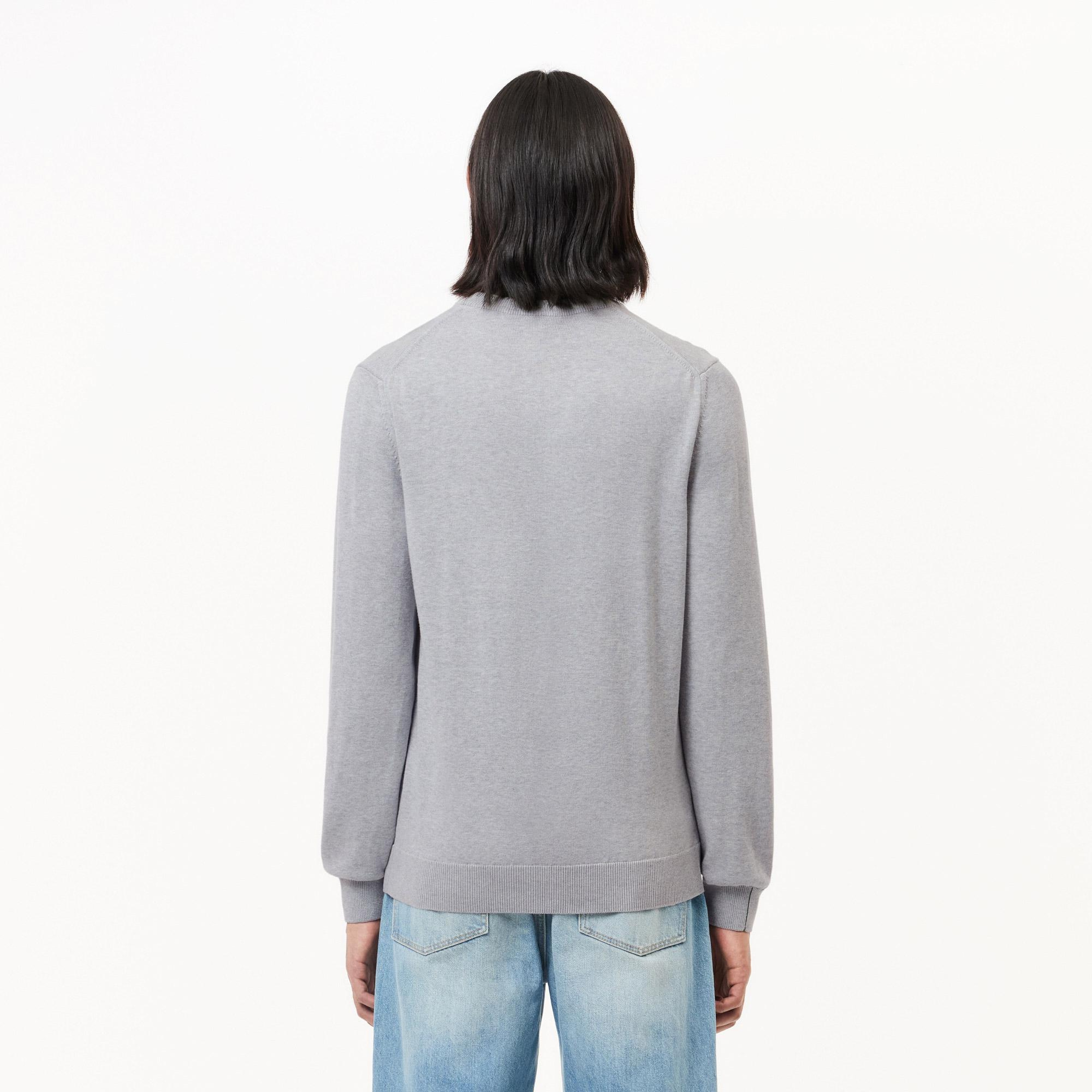Lacoste Erkek Regular Fit Bisiklet Yaka Gri Kazak