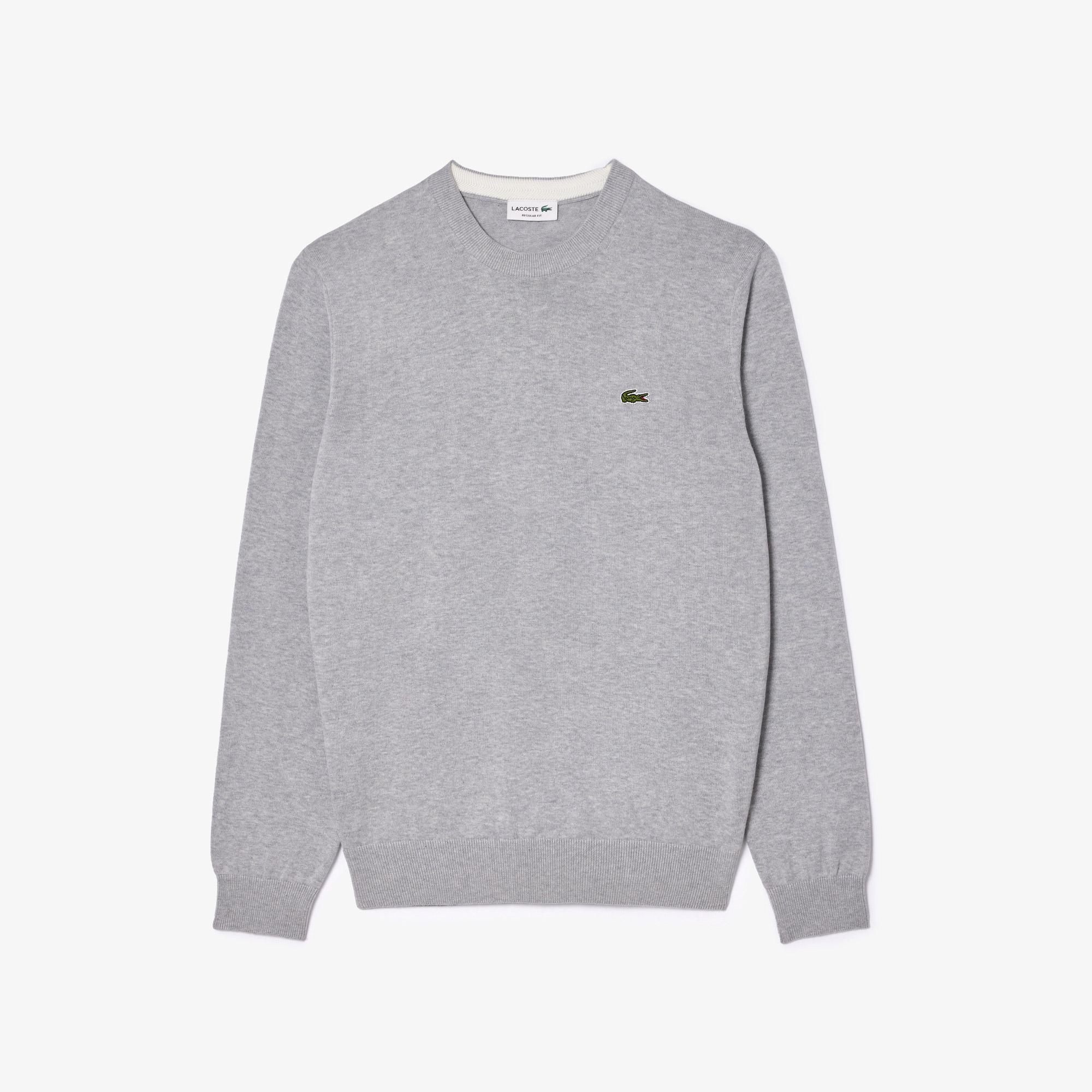 Lacoste Erkek Regular Fit Bisiklet Yaka Gri Kazak