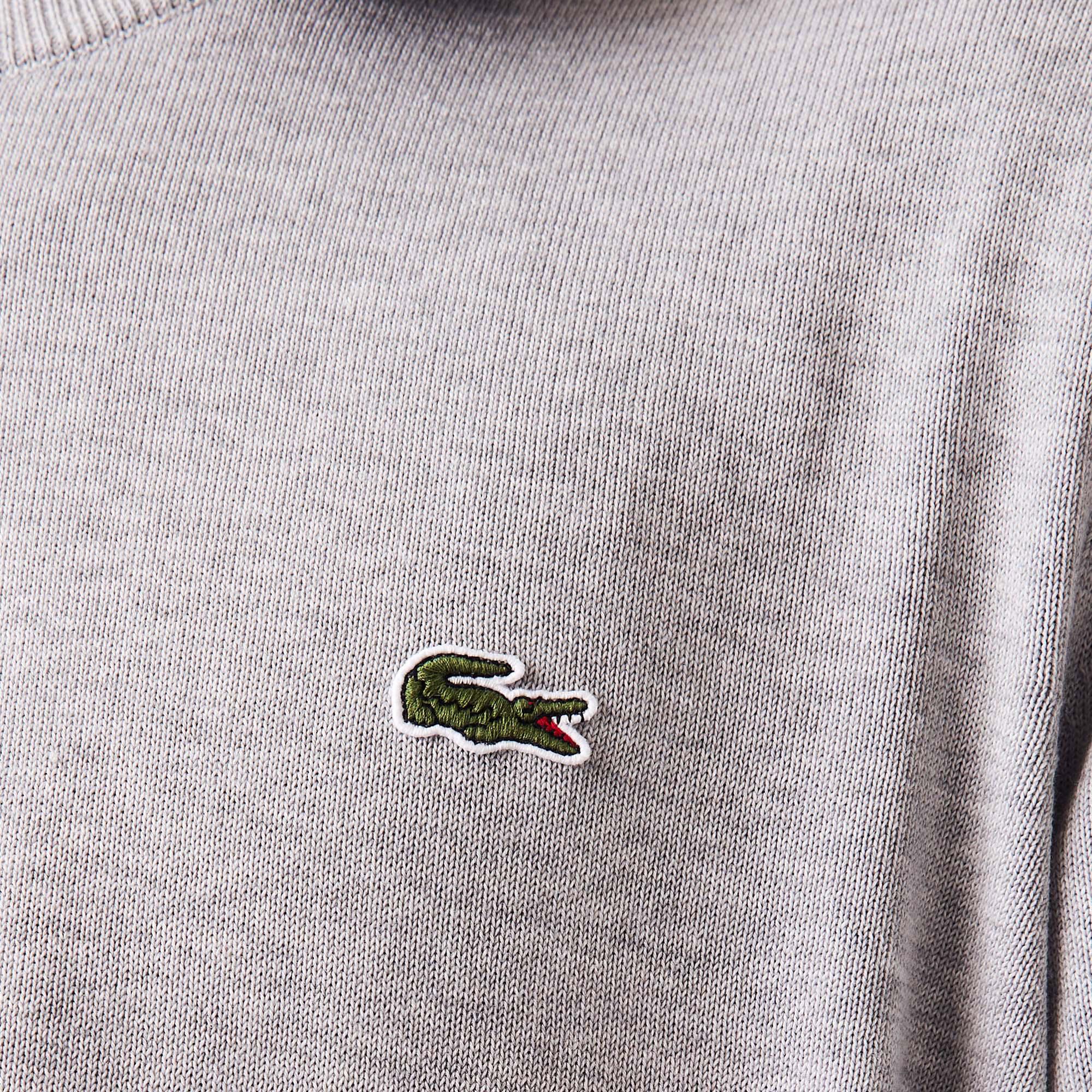 Lacoste Erkek Regular Fit Bisiklet Yaka Gri Kazak