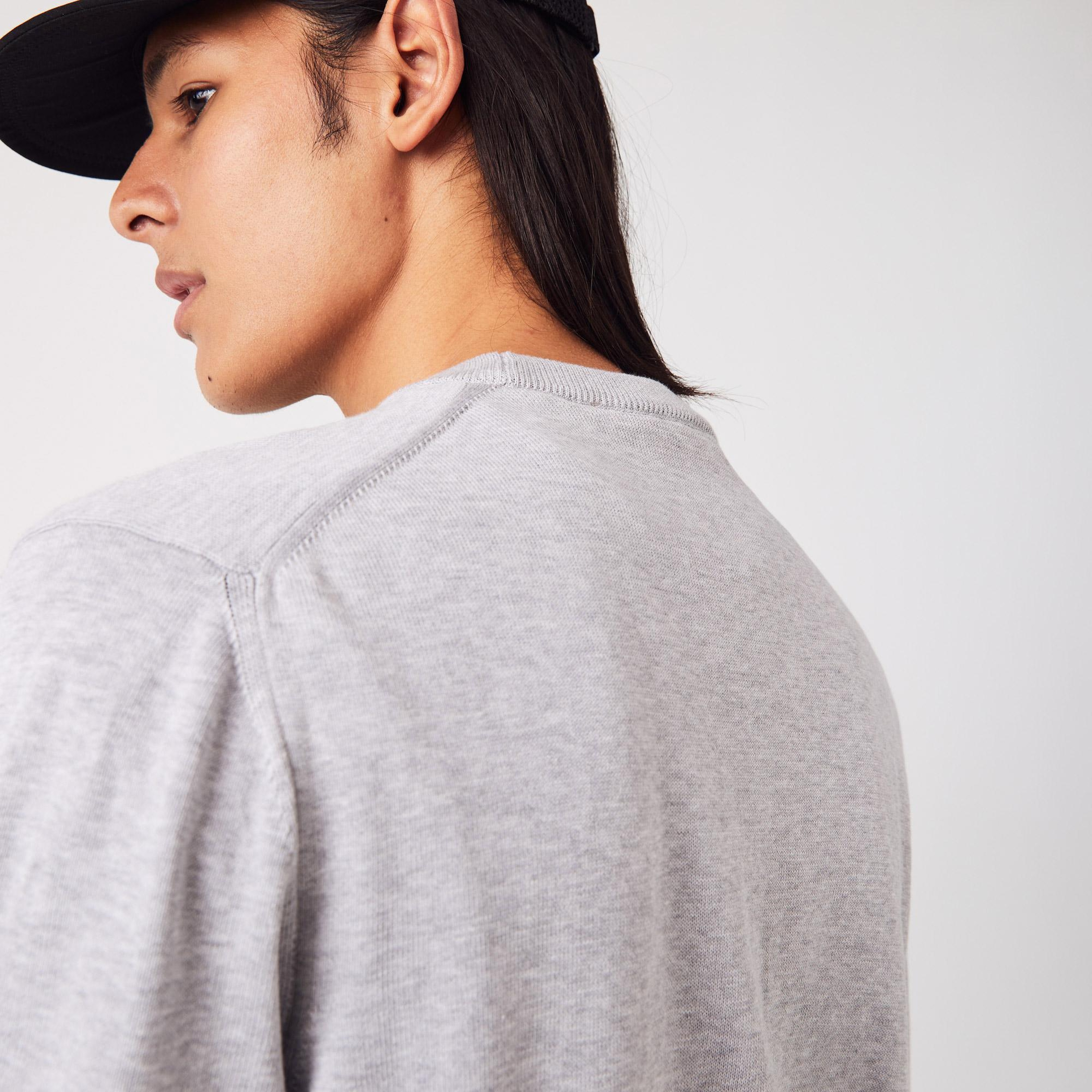 Lacoste Erkek Regular Fit Bisiklet Yaka Gri Kazak