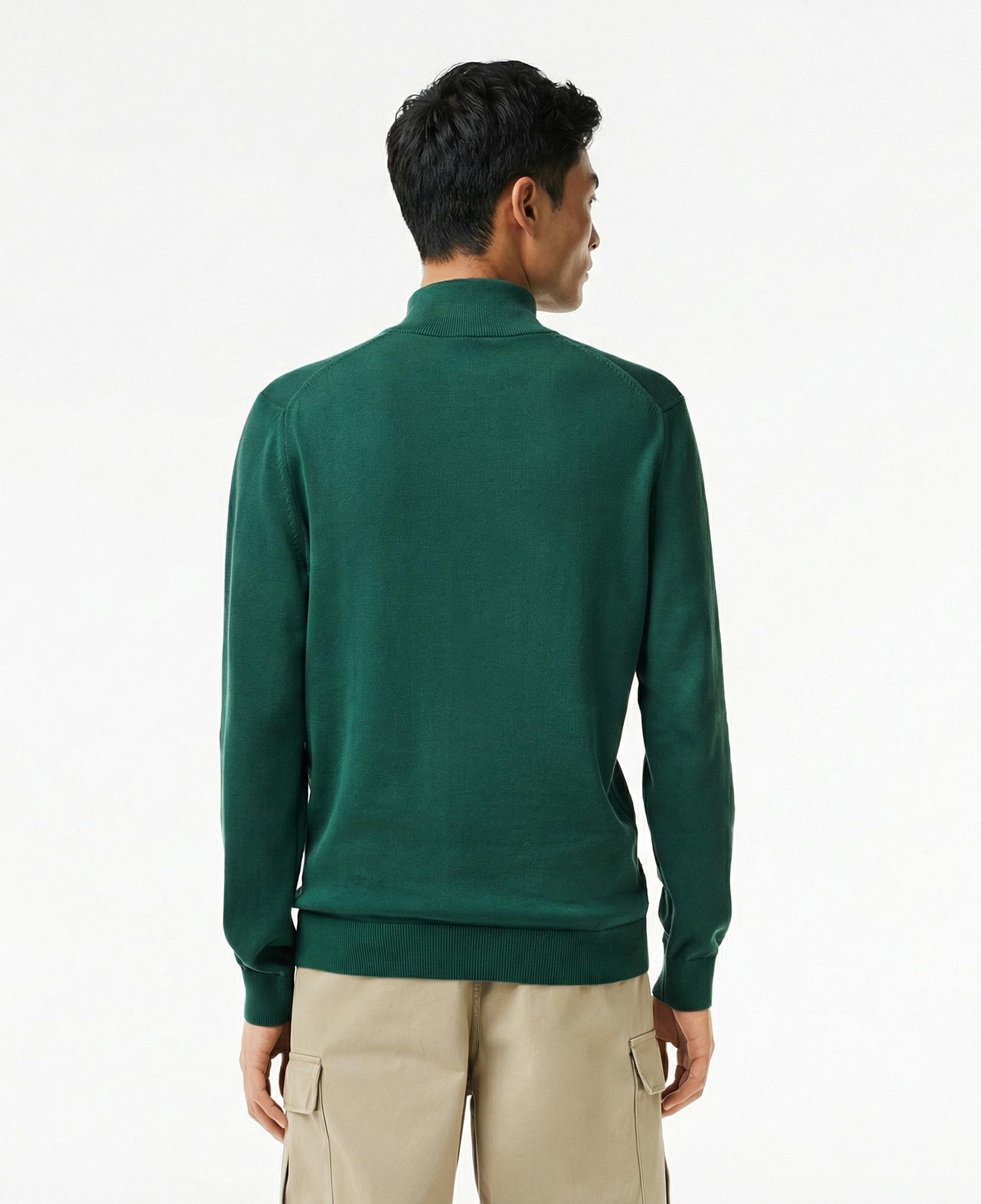 Lacoste Erkek Regular Fit Yarım Fermuarlı Koyu Yeşil Kazak