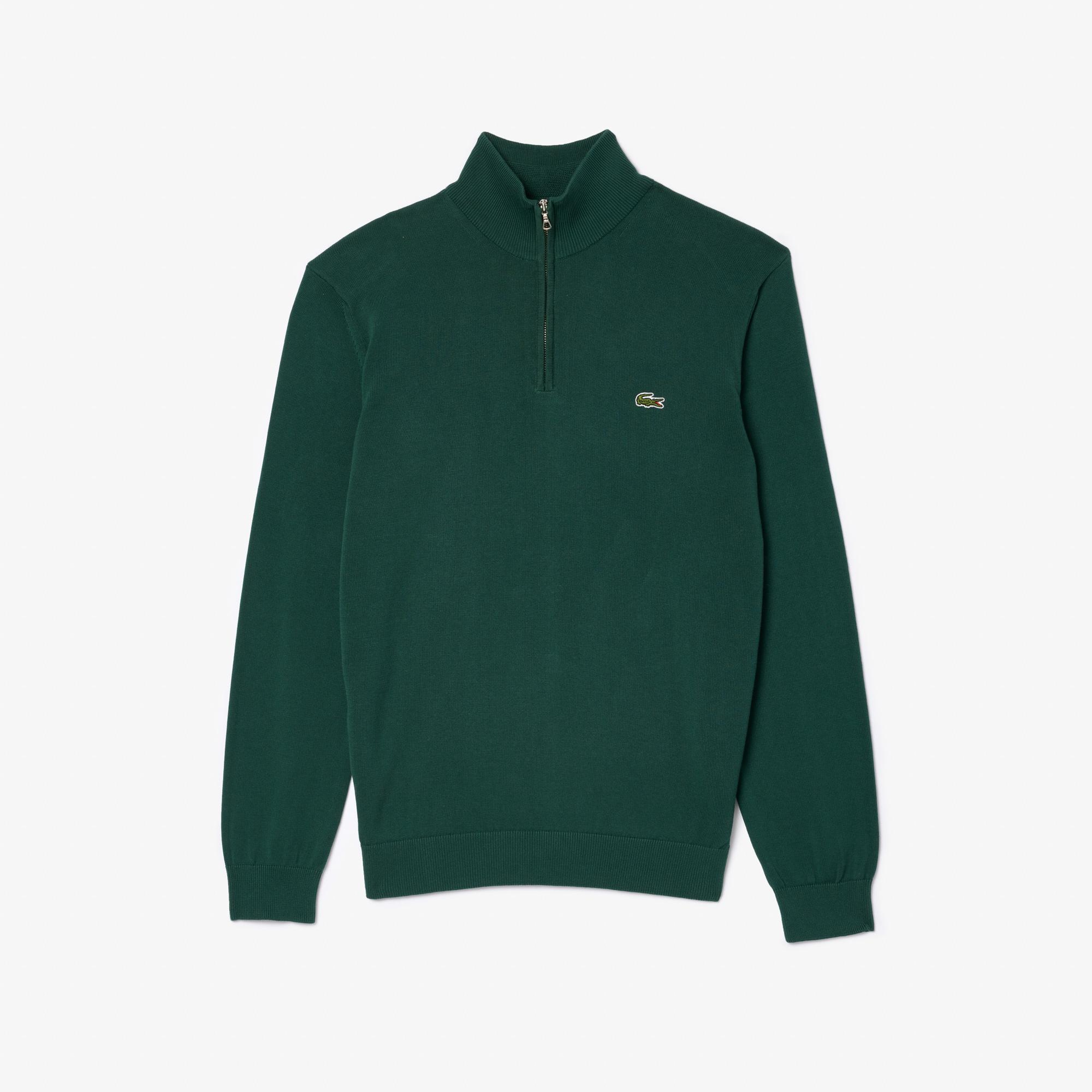 Lacoste Erkek Regular Fit Yarım Fermuarlı Koyu Yeşil Kazak