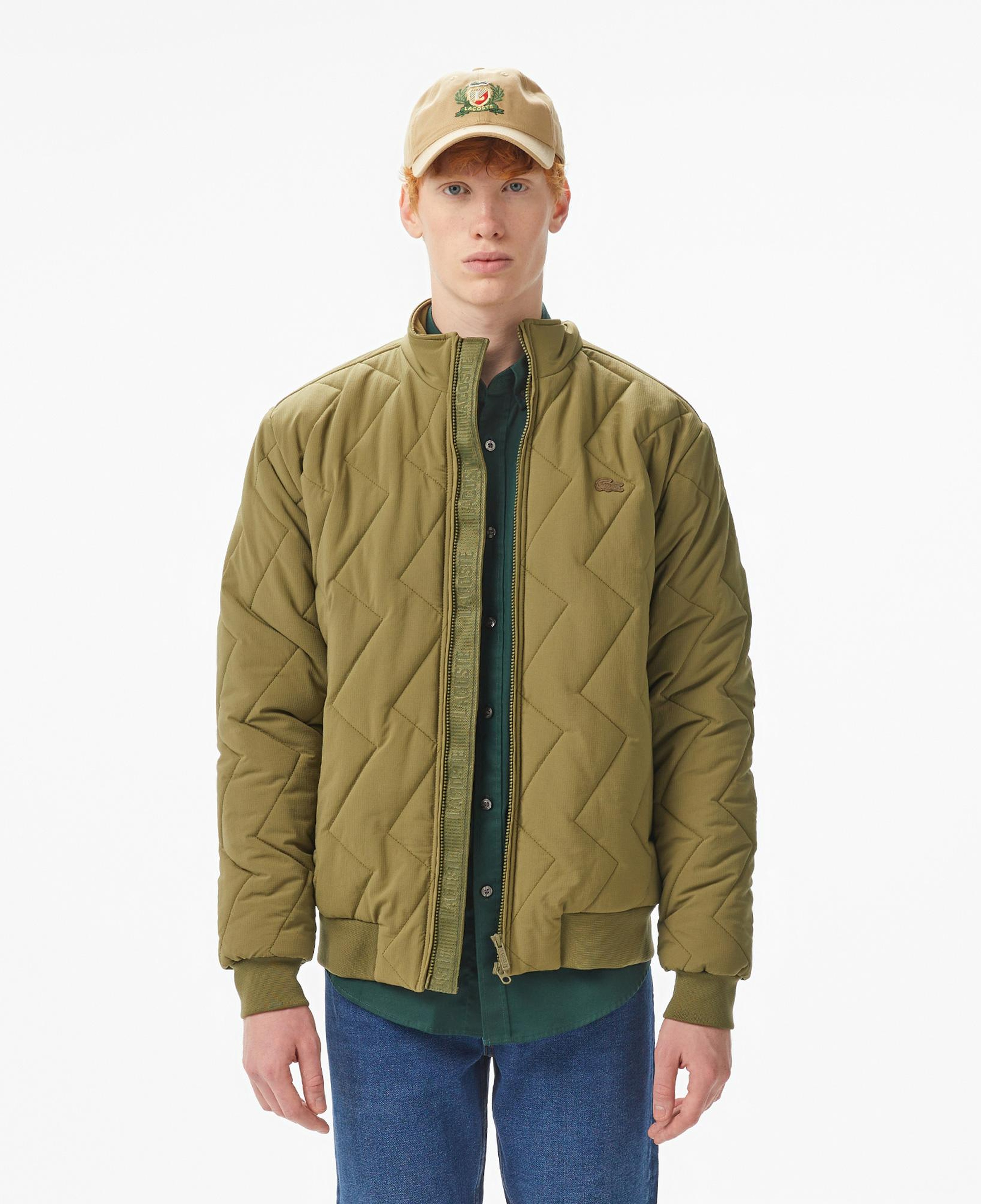 Lacoste Erkek Dik Yaka Kapitone Yeşil Mont