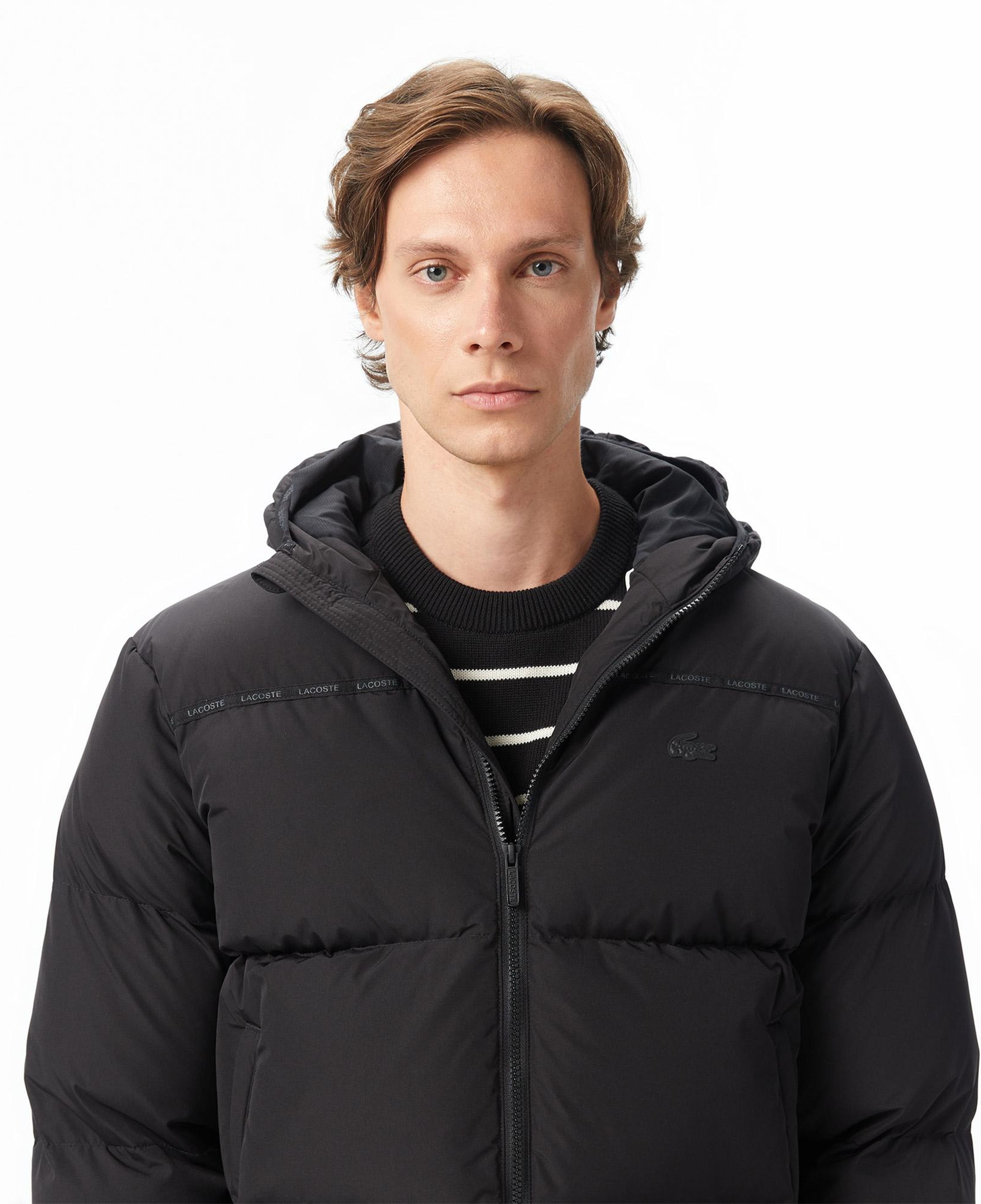 Lacoste Erkek Relaxed Fit Kapüşonlu Siyah Mont