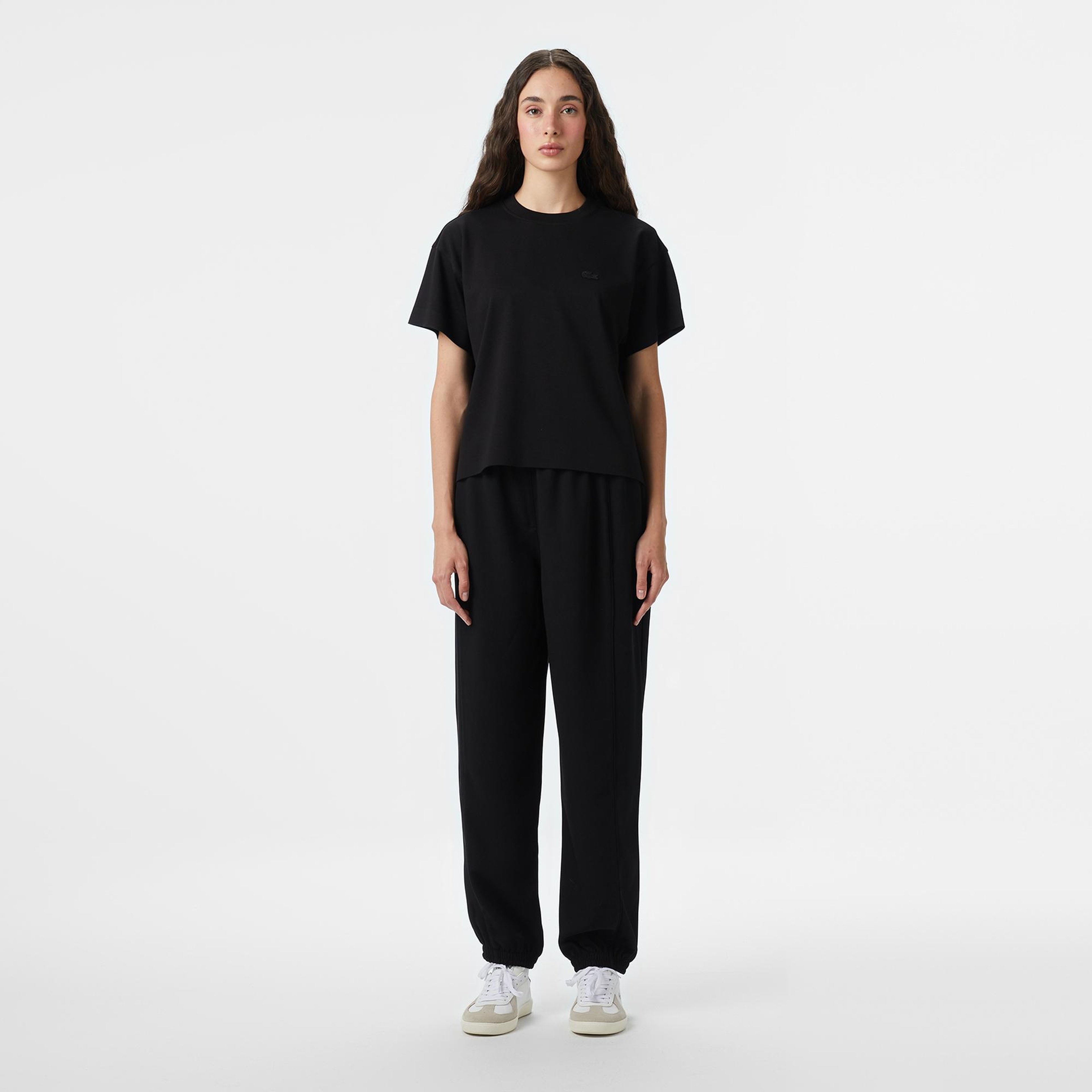 Kadın Loose Fit Bisiklet Yaka Siyah T-Shirt