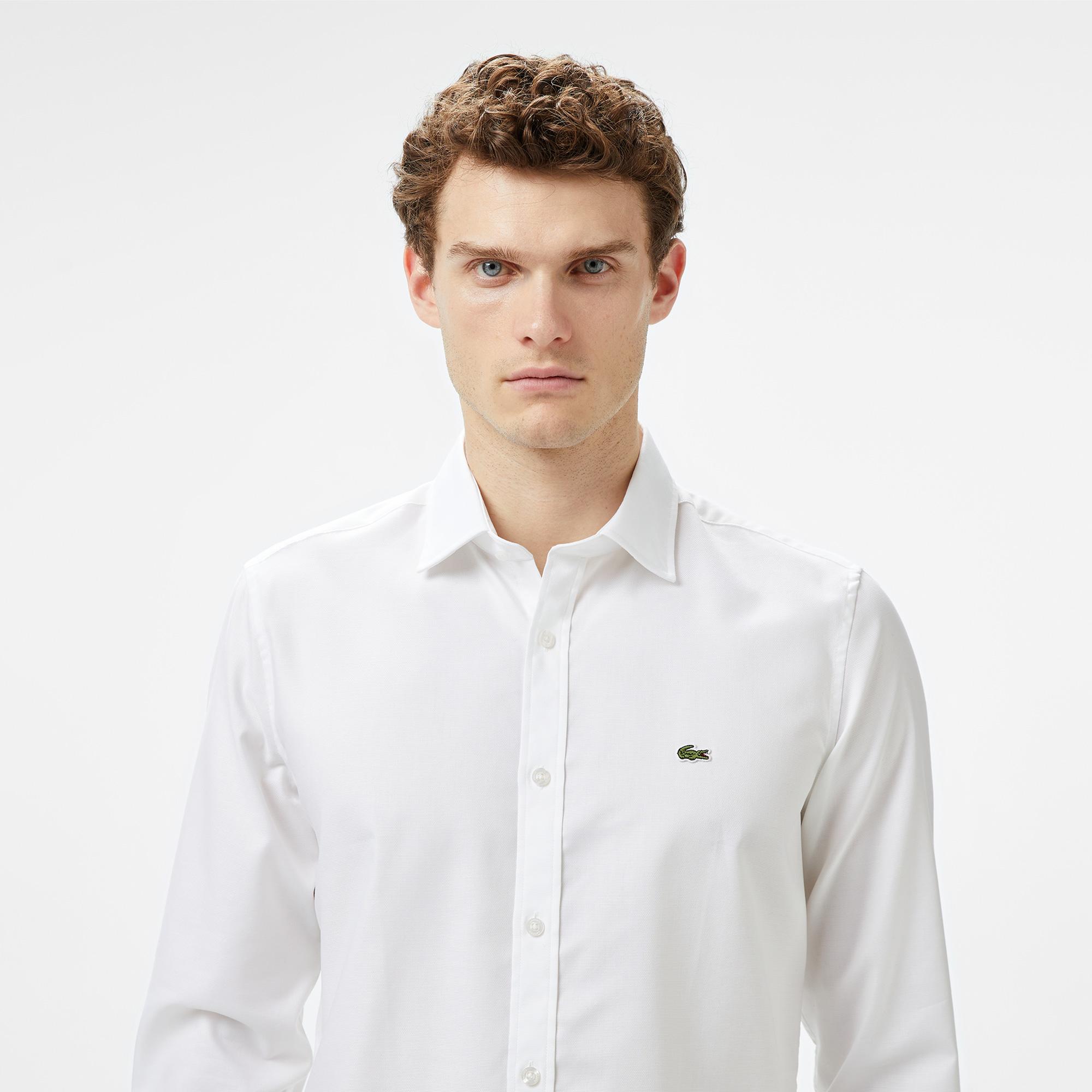 Erkek Slim Fit Beyaz Gömlek