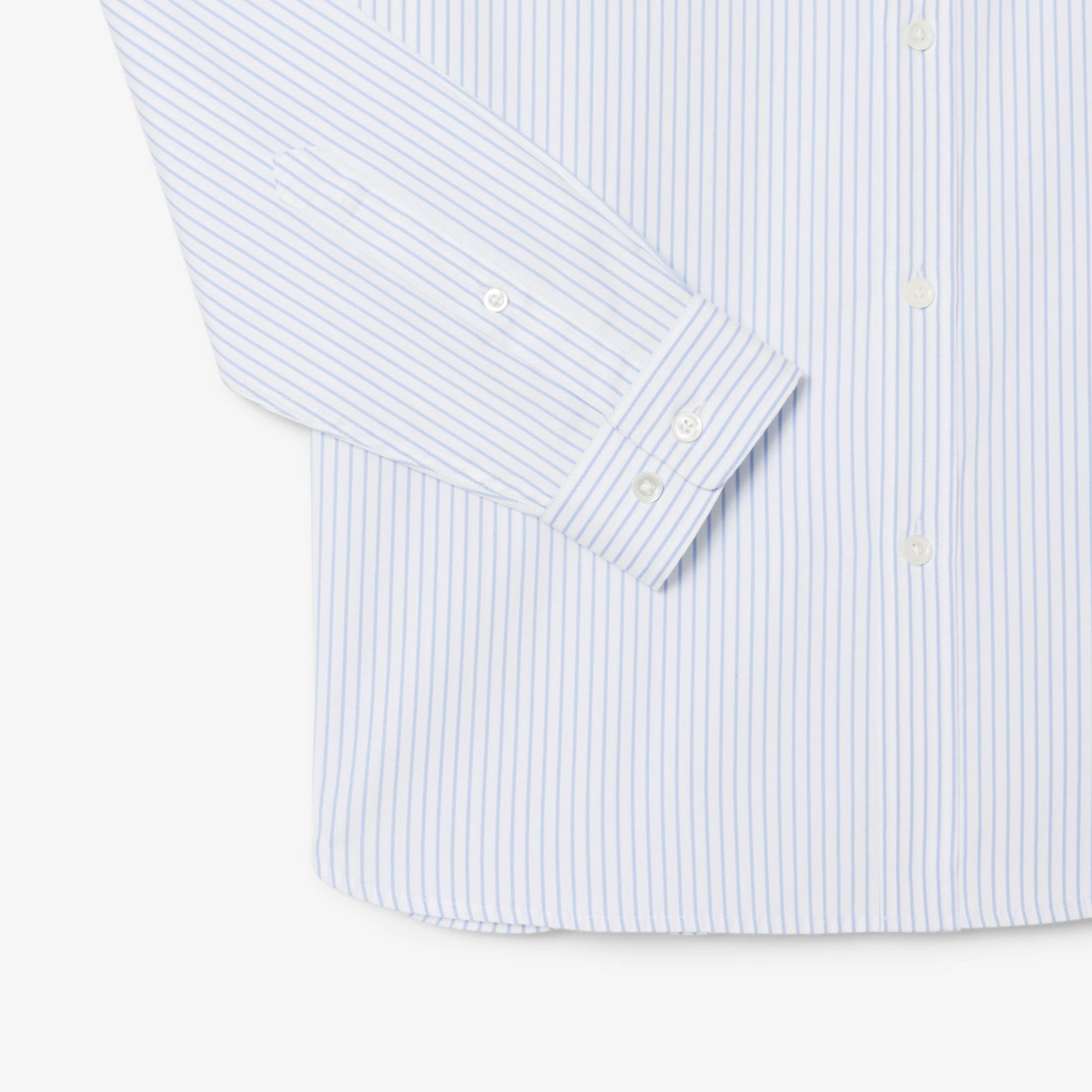 Lacoste Erkek Regular Fit Çizgili Beyaz Gömlek