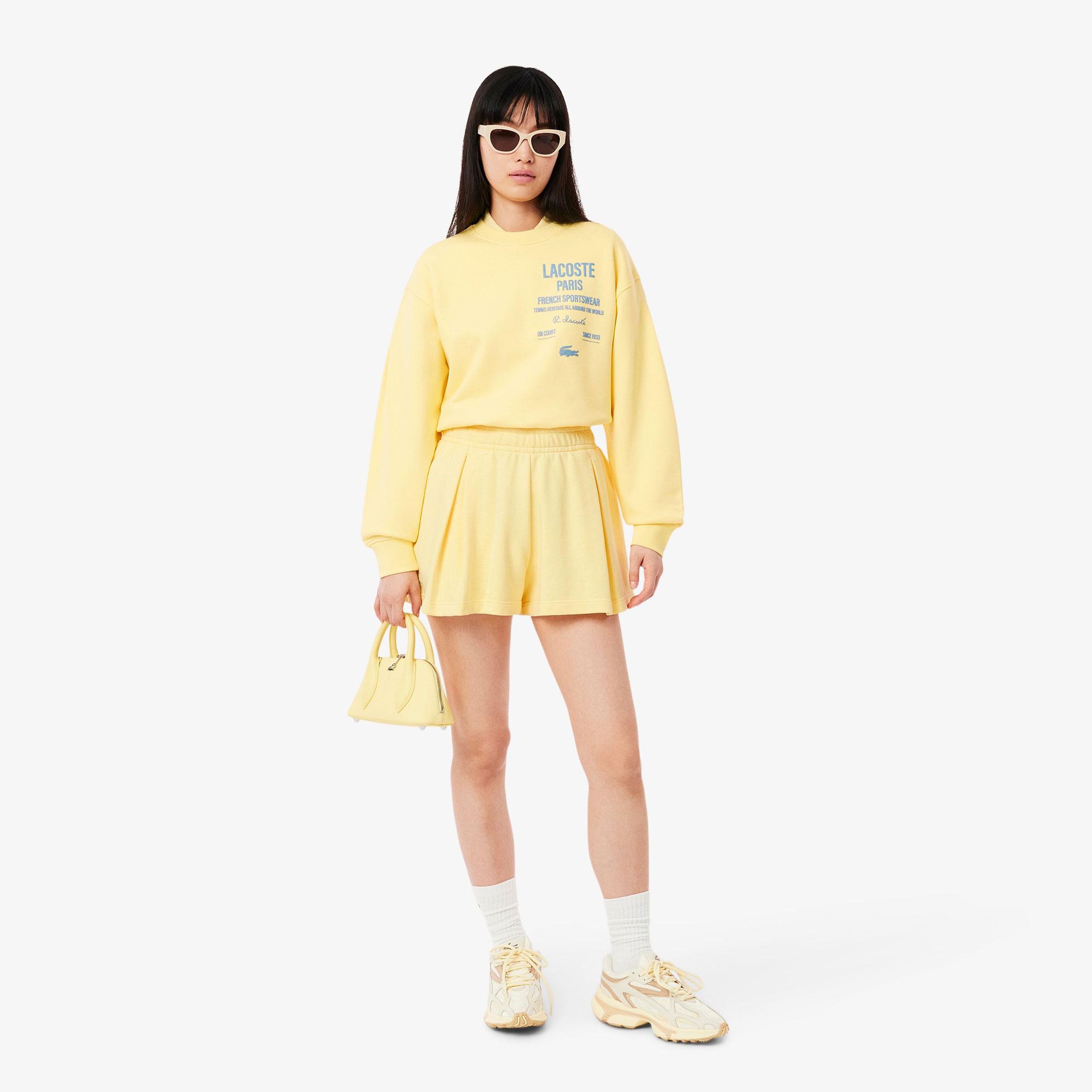Lacoste Oversized Fit Pleated Kadın Sarı Eşofman Üstü