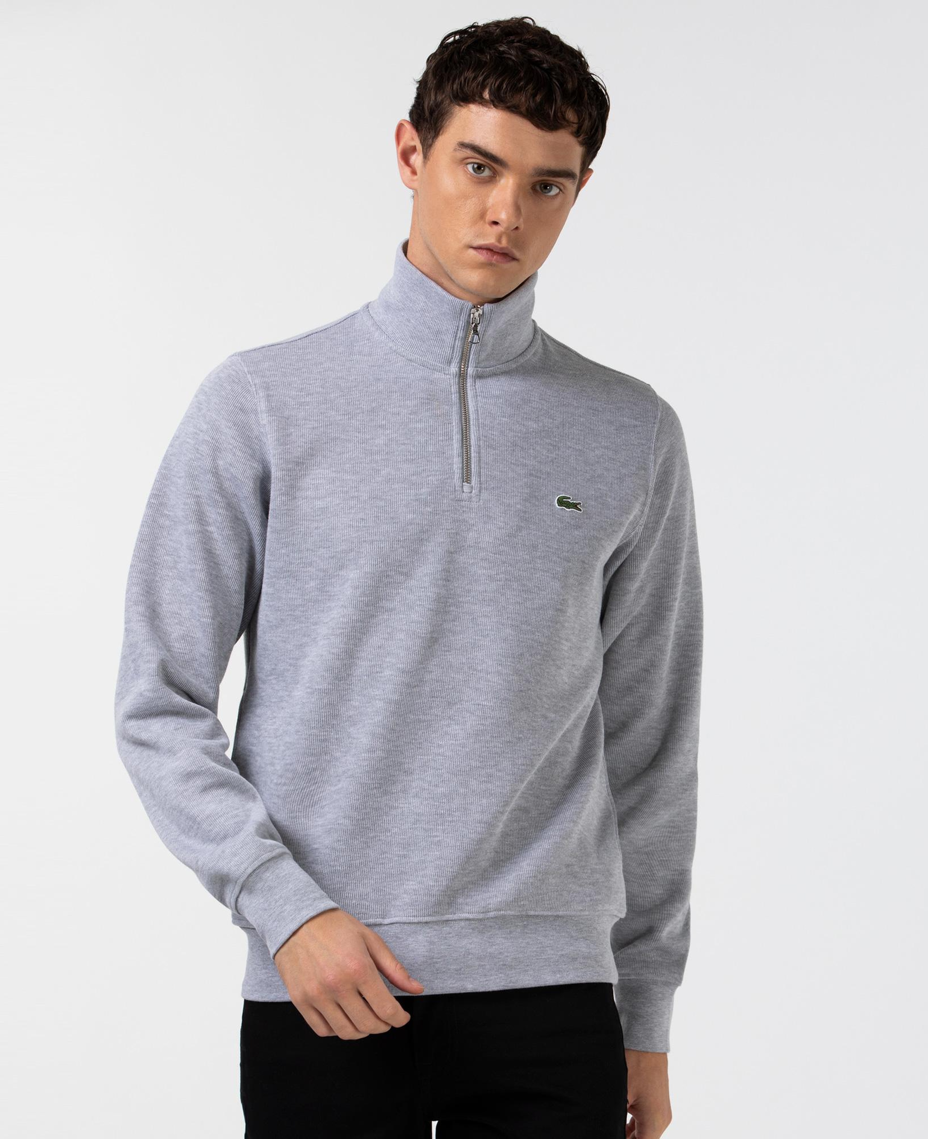 Lacoste Erkek Classic Fit Yarım Fermuarlı Gri Sweatshirt