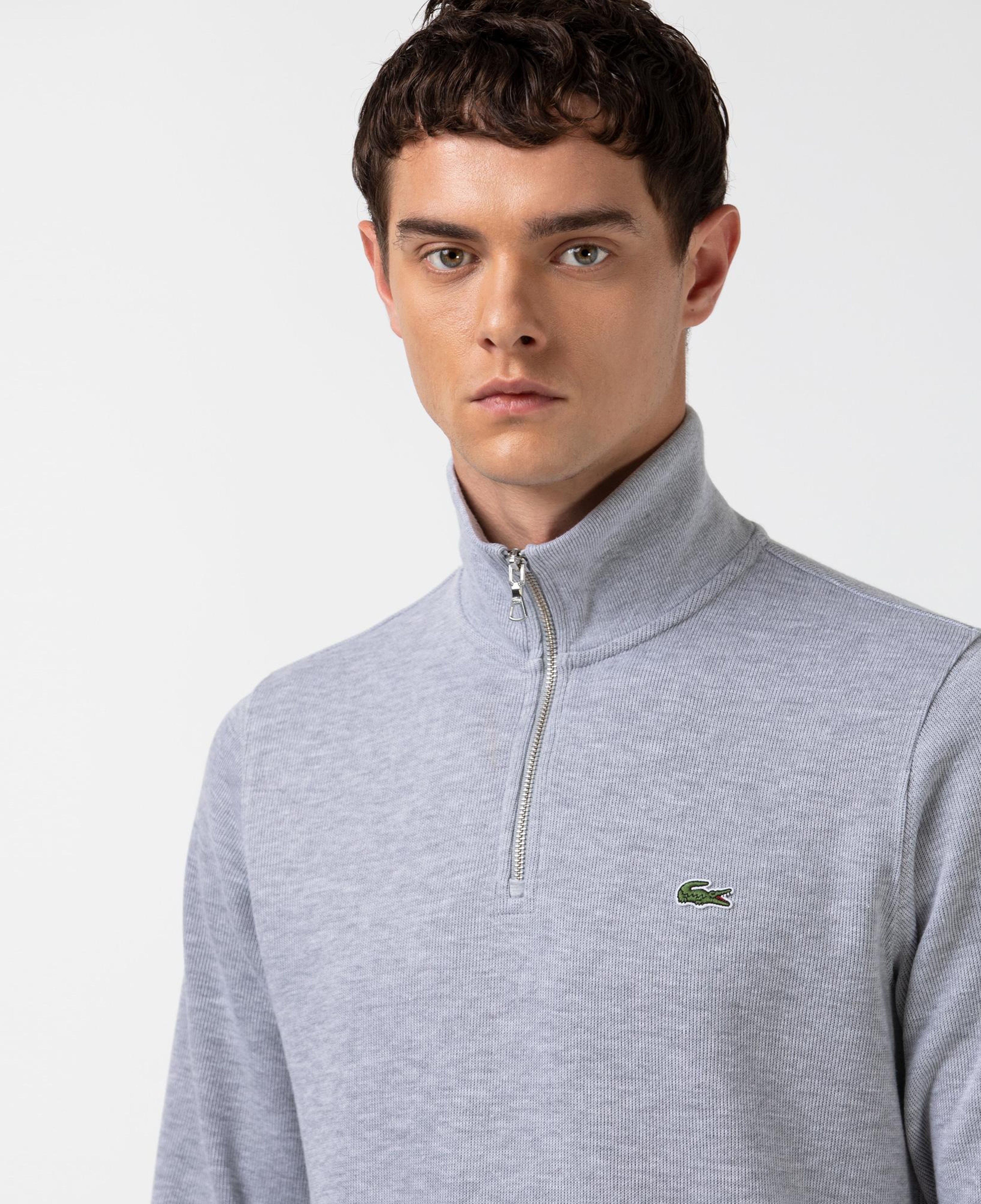 Lacoste Erkek Classic Fit Yarım Fermuarlı Gri Sweatshirt