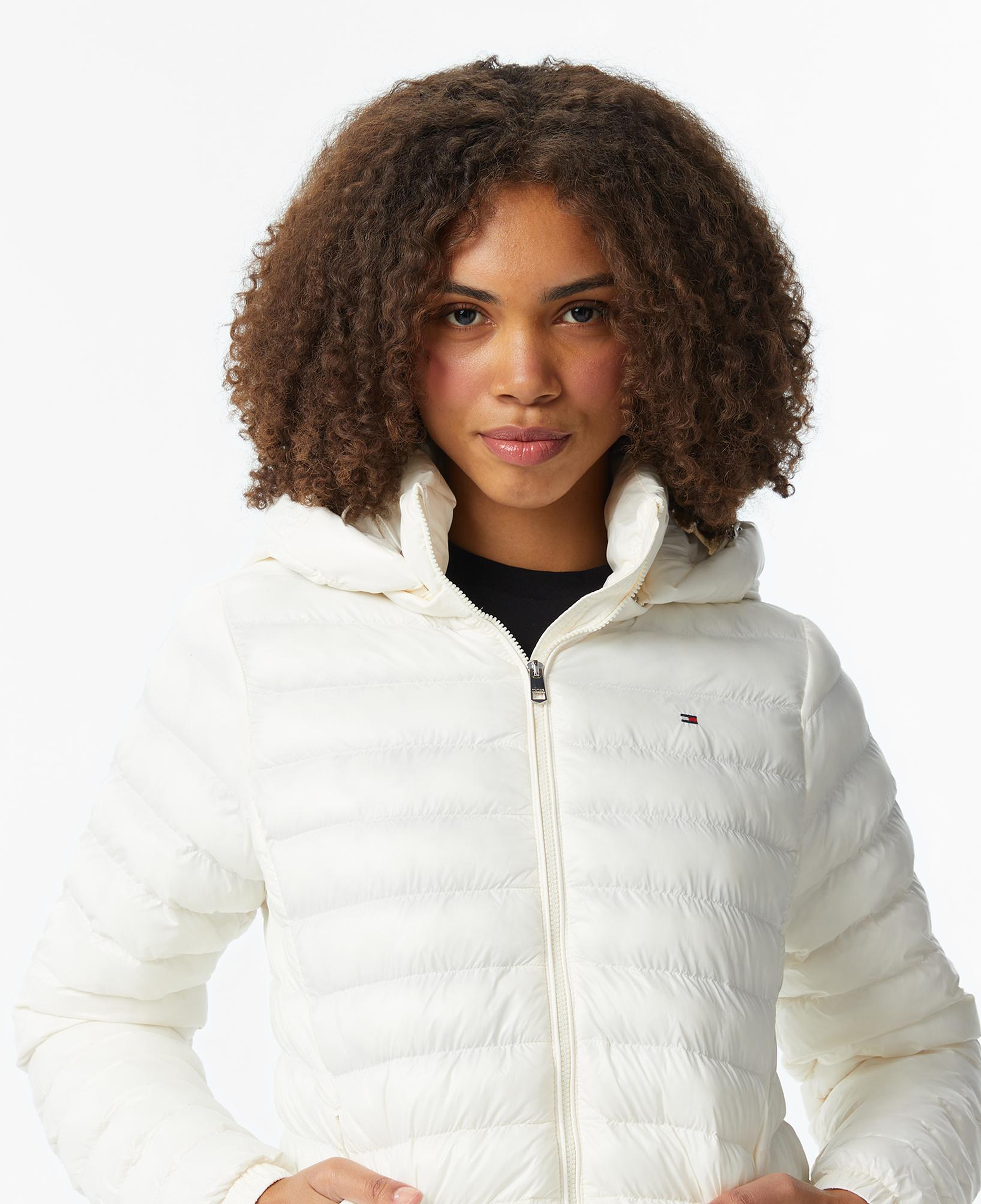 Tommy Hilfiger Padded Slim Kadın Puffer Beyaz Mont