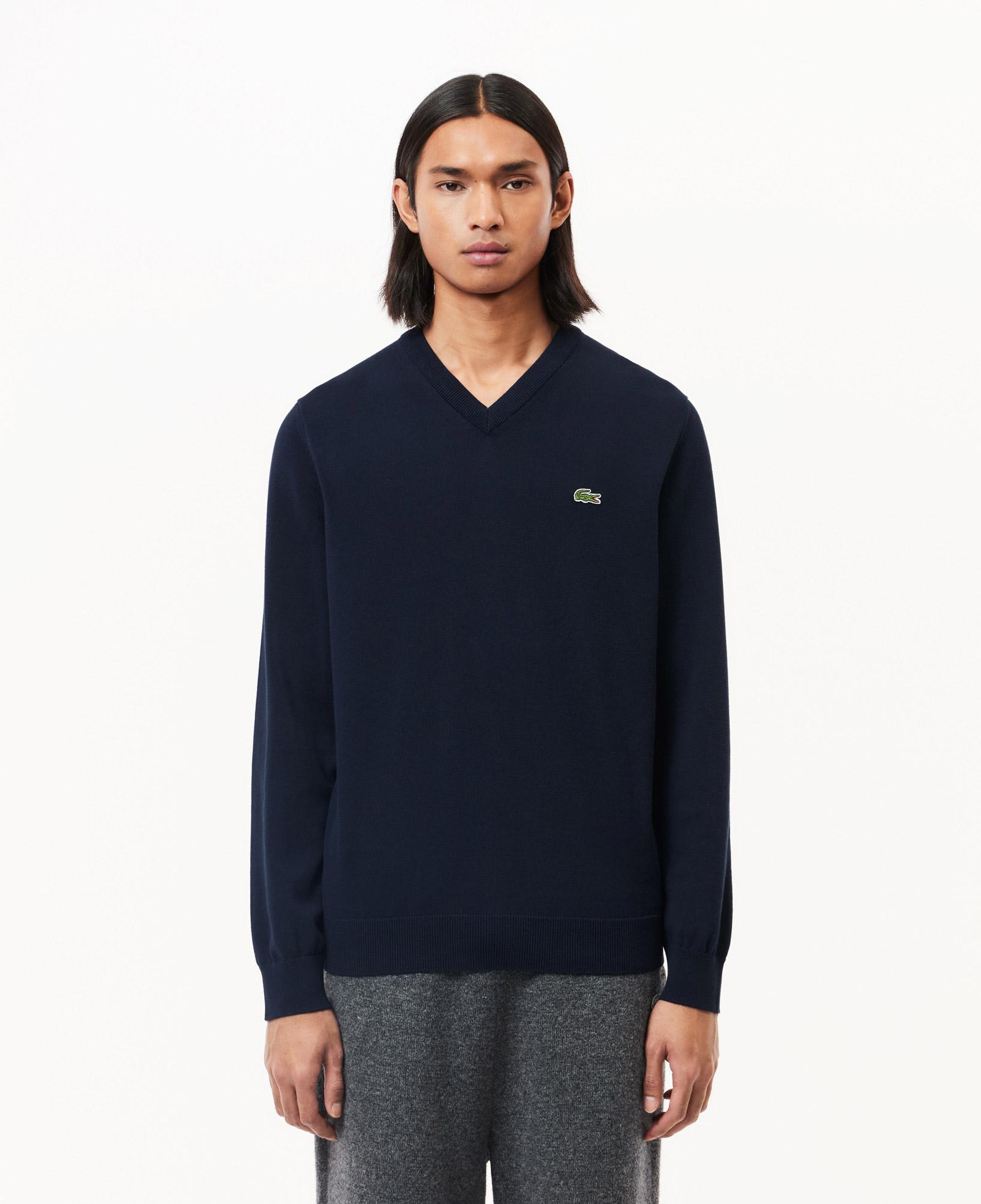 Lacoste Erkek Regular Fit V Yaka Lacivert Triko