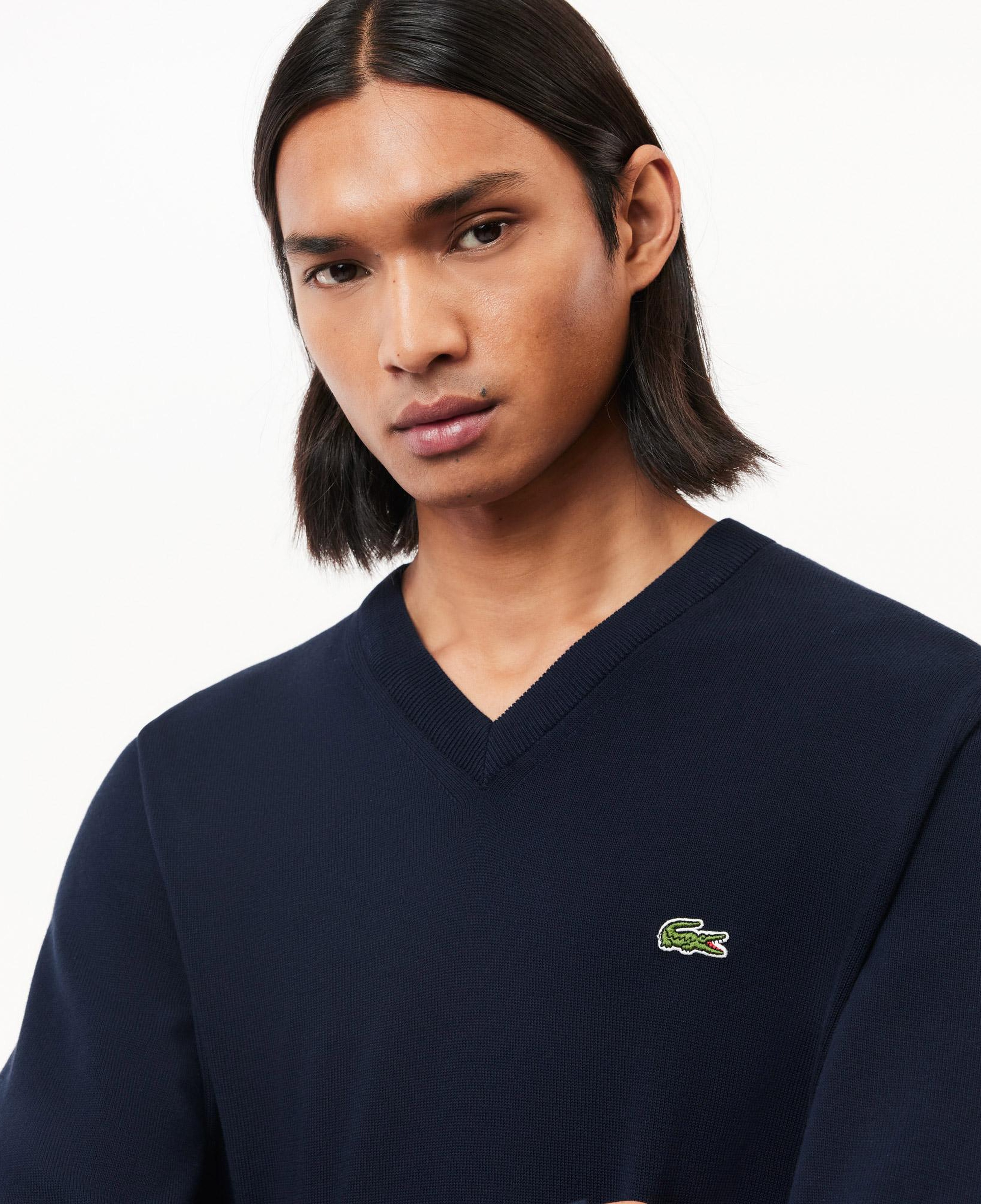 Lacoste Erkek Regular Fit V Yaka Lacivert Triko