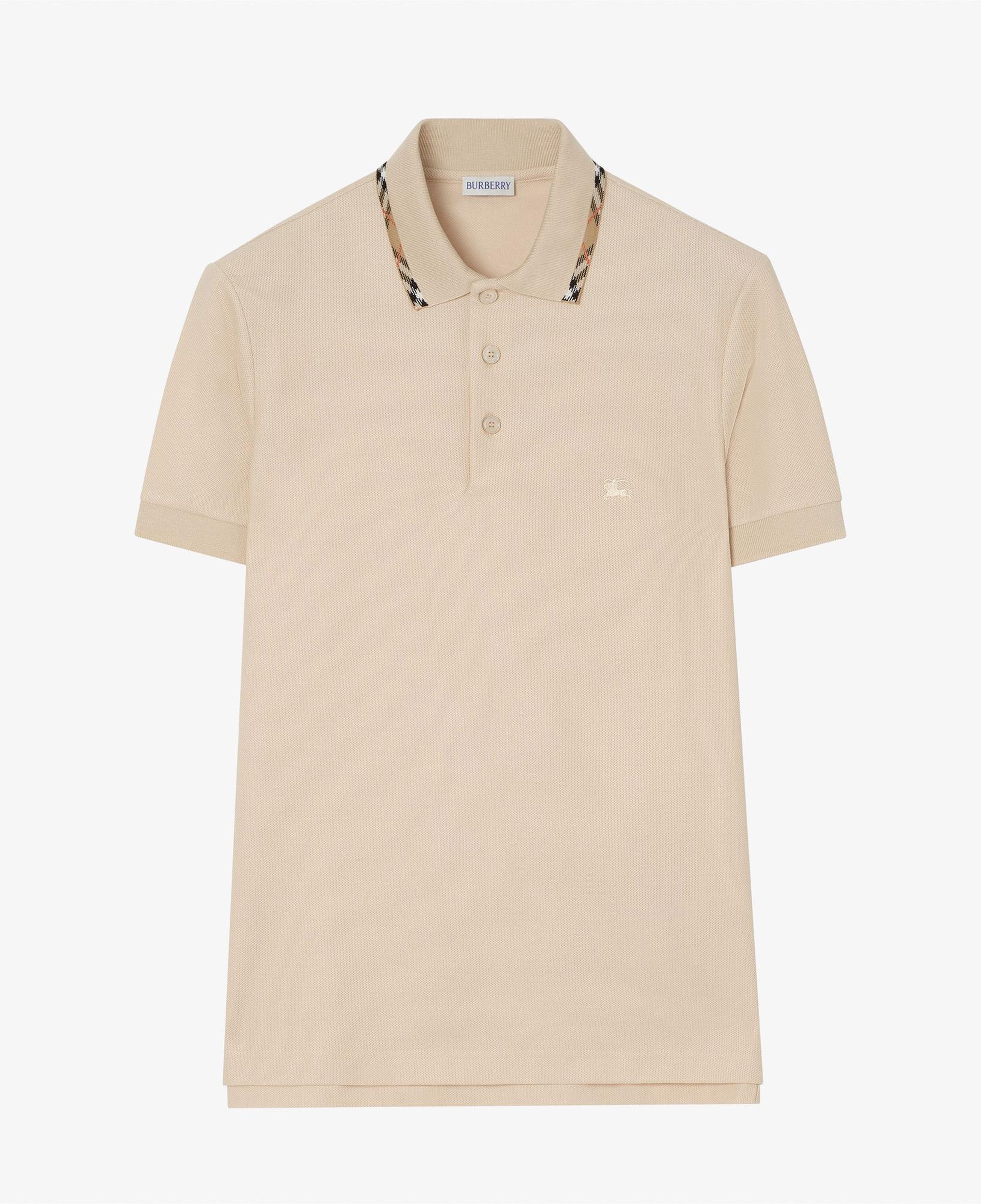 Burberry Check Trim Cotton Erkek Krem Polo