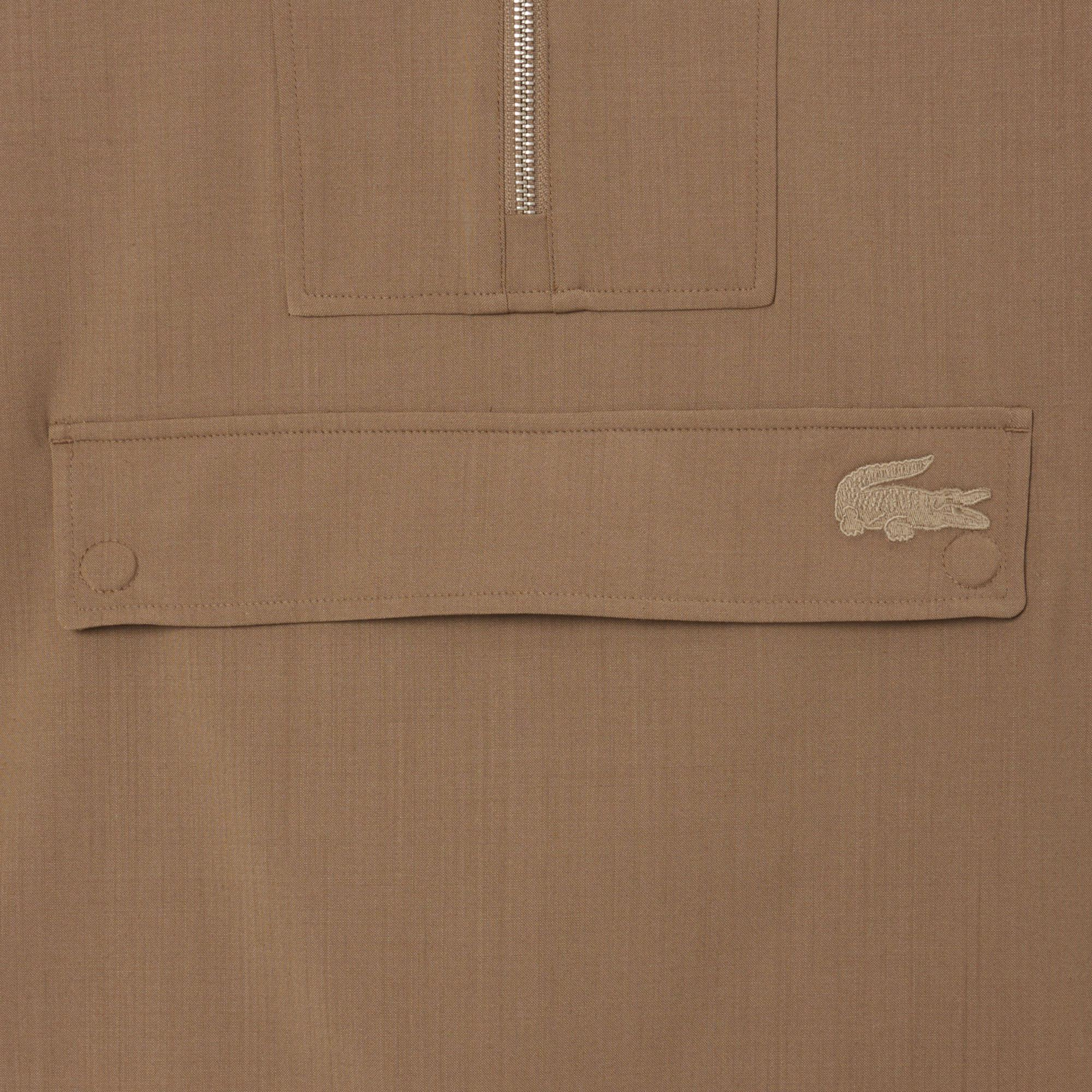 Kadın Oversize Fit Yarım Fermuarlı Kahverengi Ceket