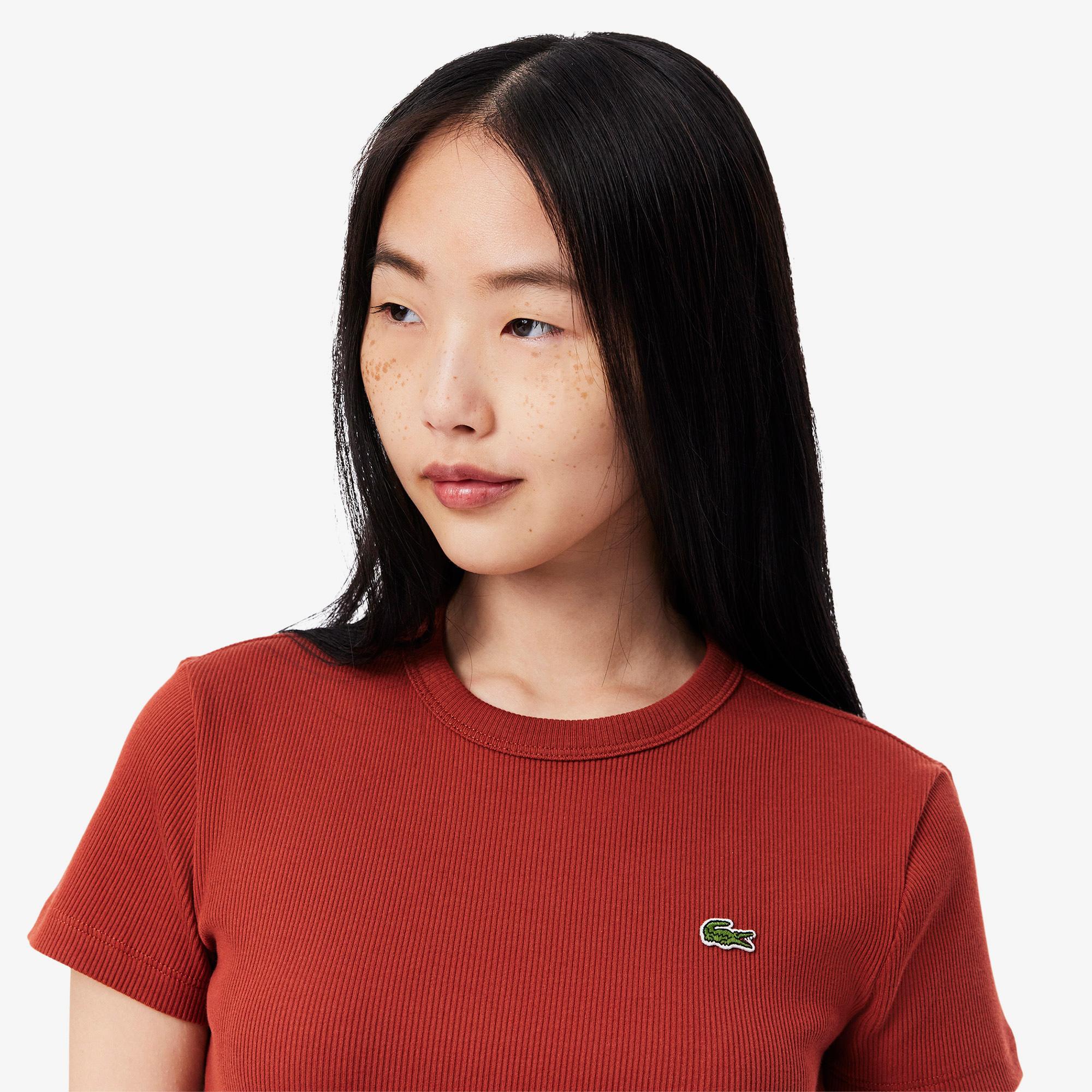 Kadın Slim Fit Bisiklet Yaka Kırmızı T-Shirt