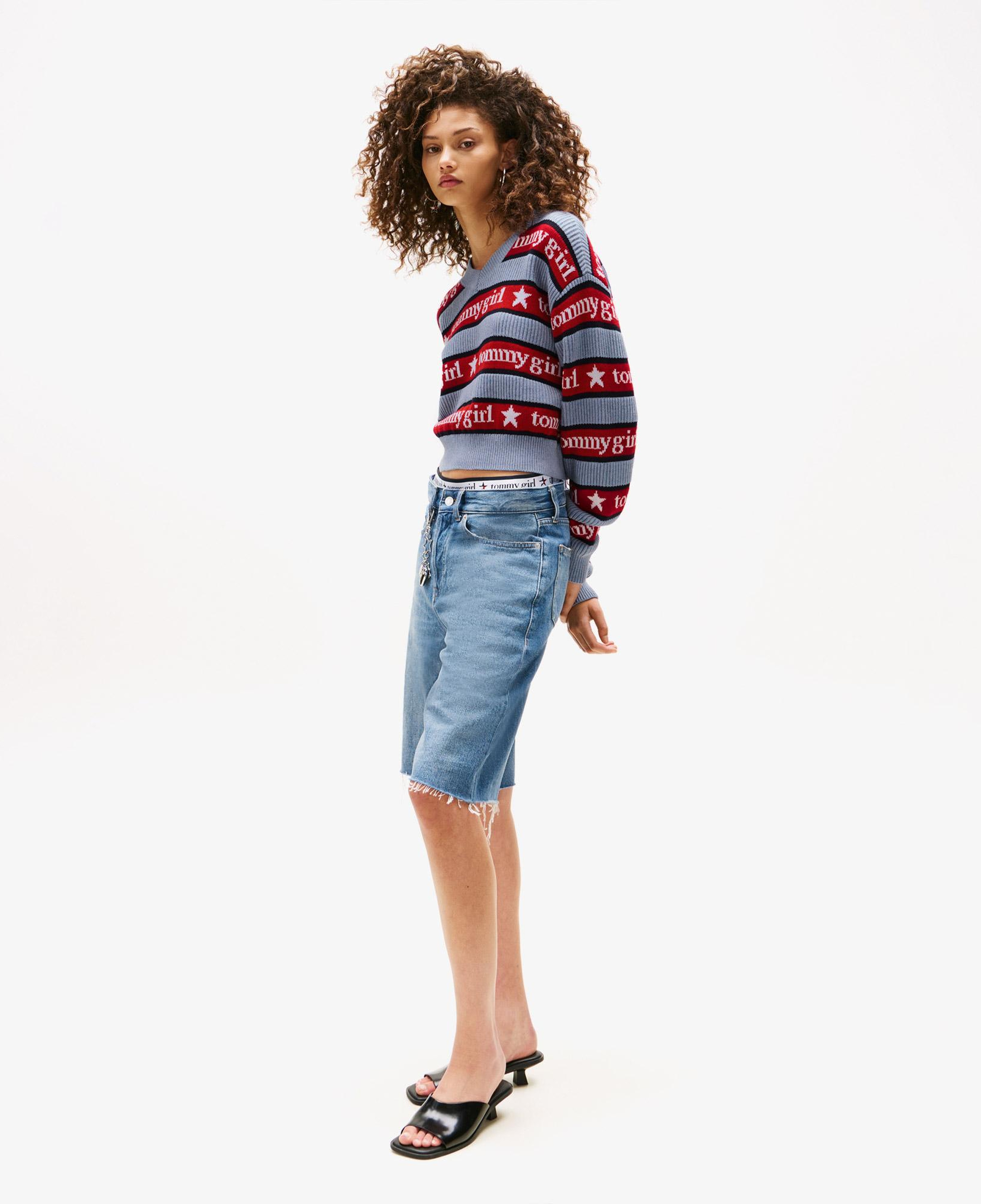 Tommy Hilfiger Stripe Kadın Mavi Kazak