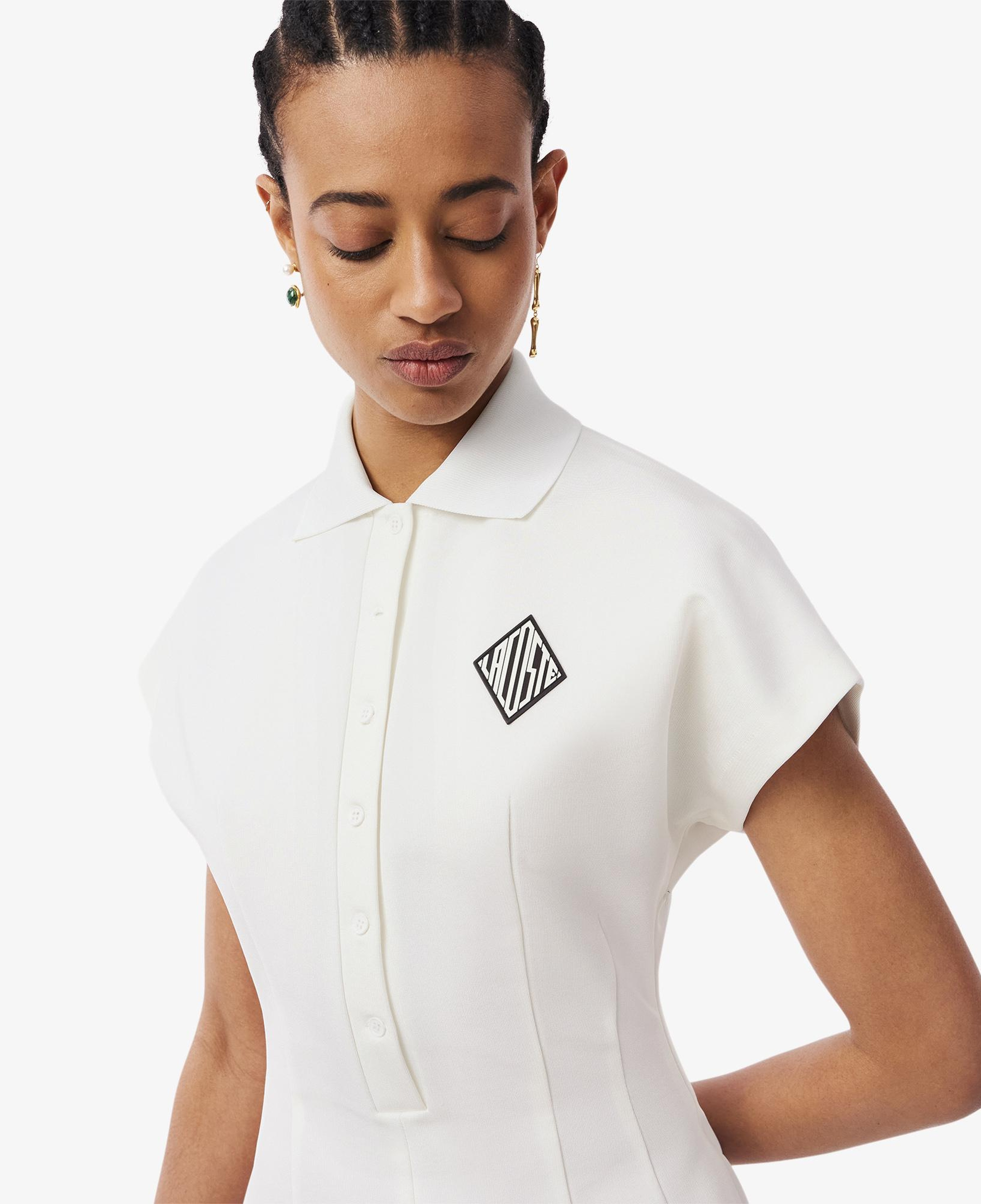 SS25 RUNWAY Kadın Slim Fit Kısa Kollu Polo Yaka Beyaz Elbise