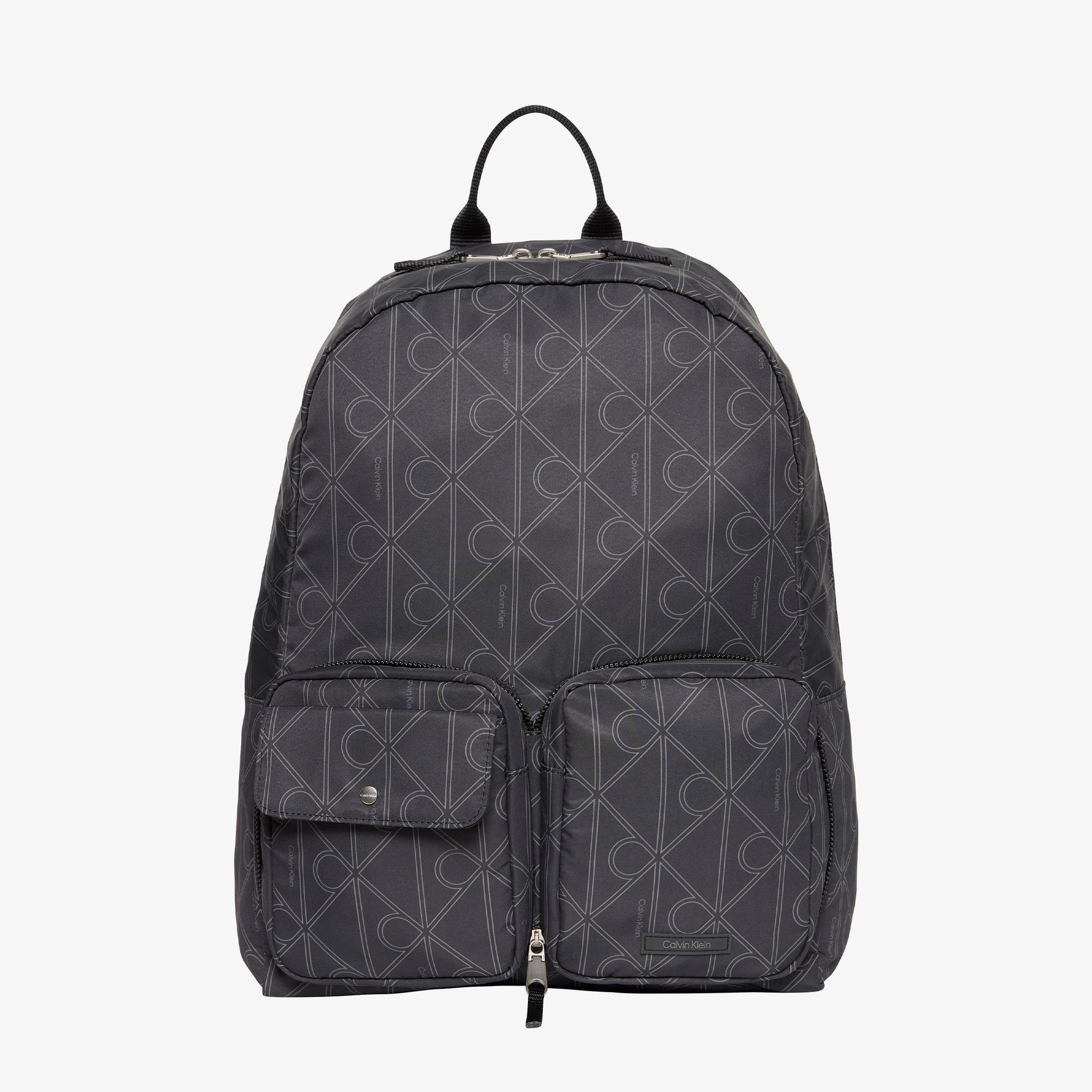 Calvin Klein Printed Emblem Nylon Erkek Gri Sırt Çantası